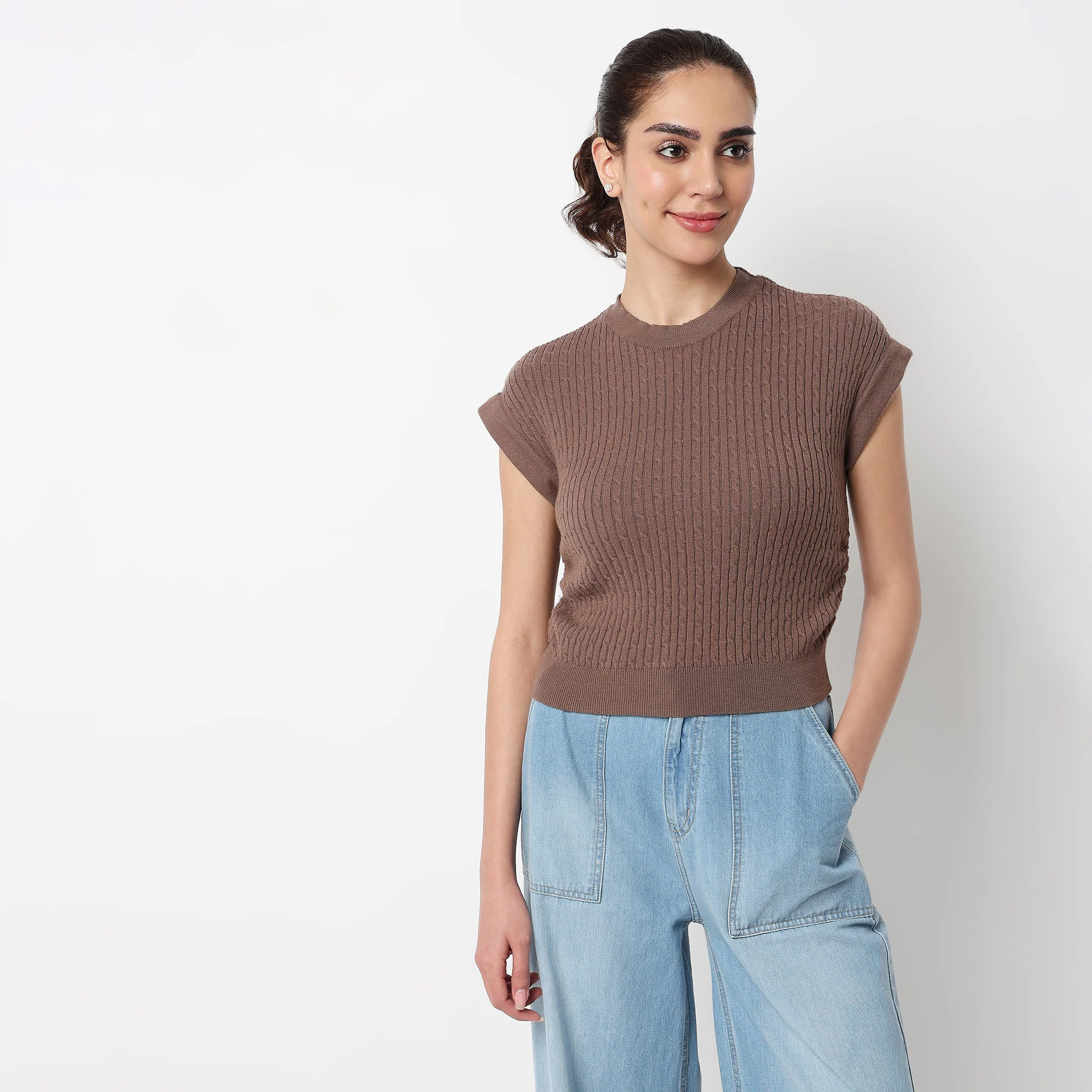 Solid Flat Knit Top - Image 2