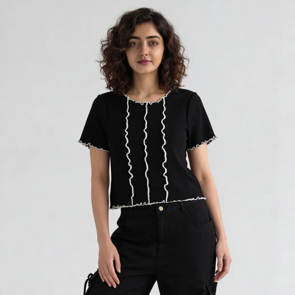 Solid Flatknit Crop Top - Image 2
