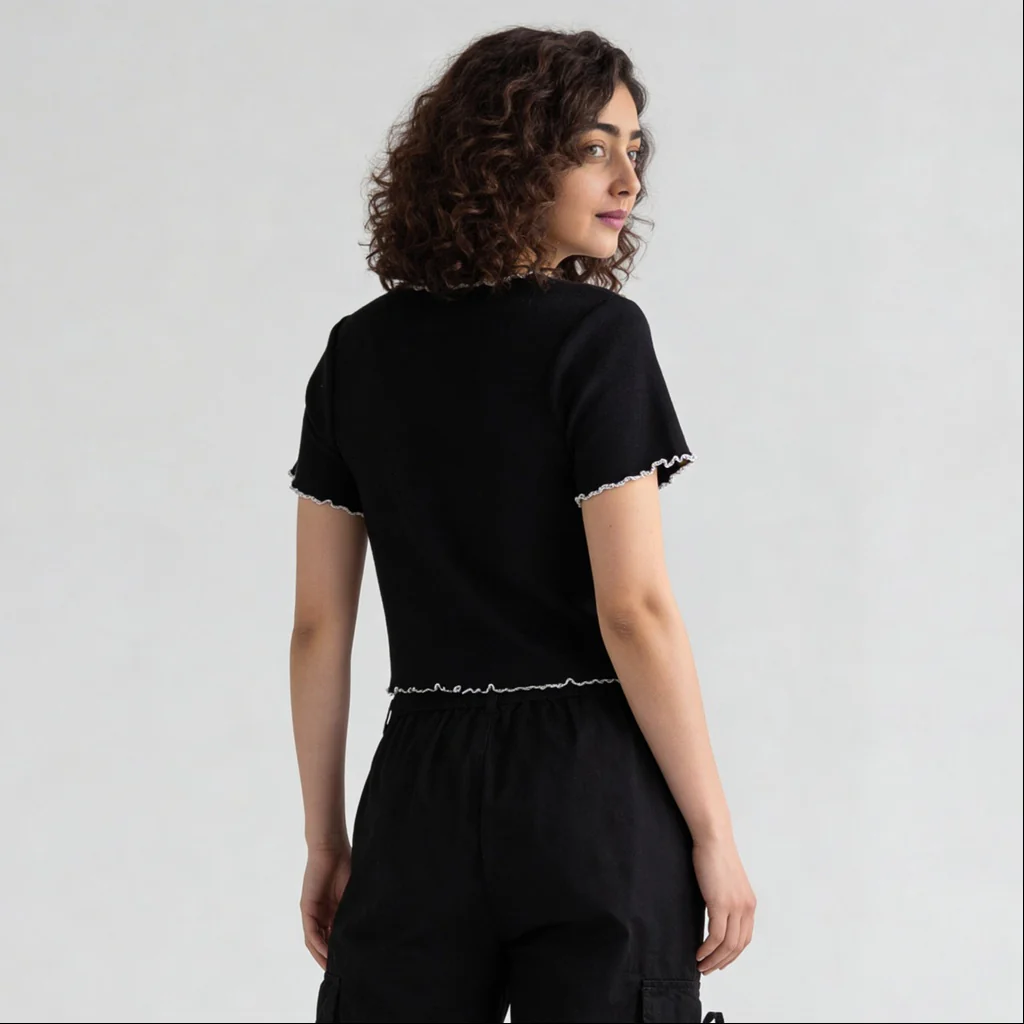 Solid Flatknit Crop Top - Image 3