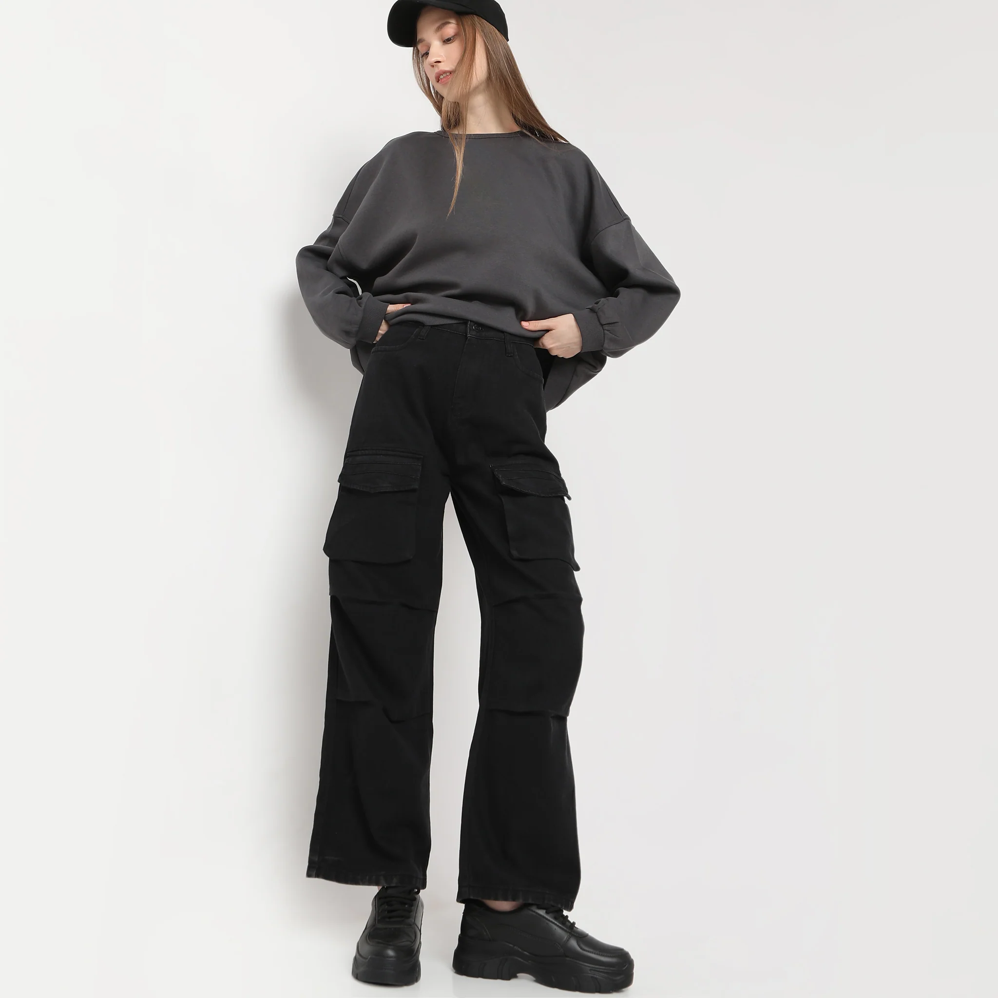 Cargo Fit Full Length High Rise Jeans - Image 6