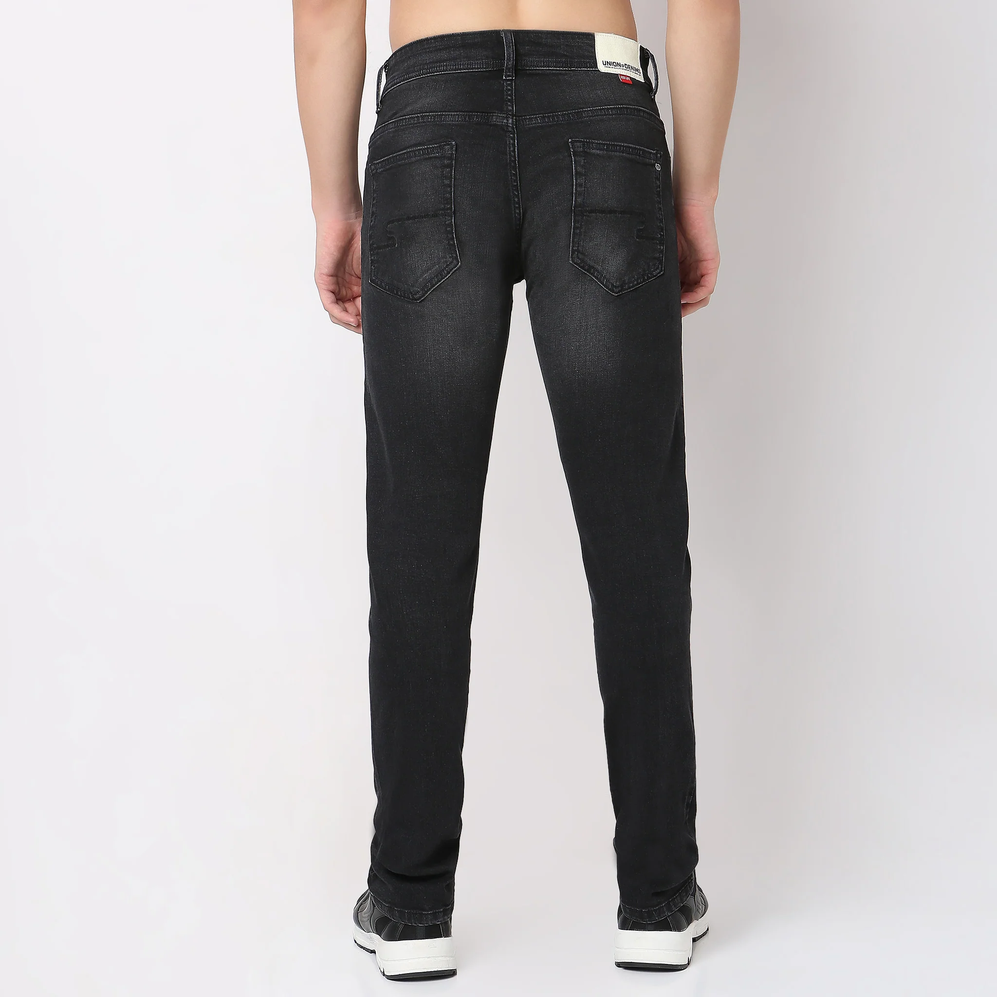 Union of Denim® - Original Black Denim Pre-Wash With Whiskers - Straight Fit Jeans With E-Fast Stretch - Image 3