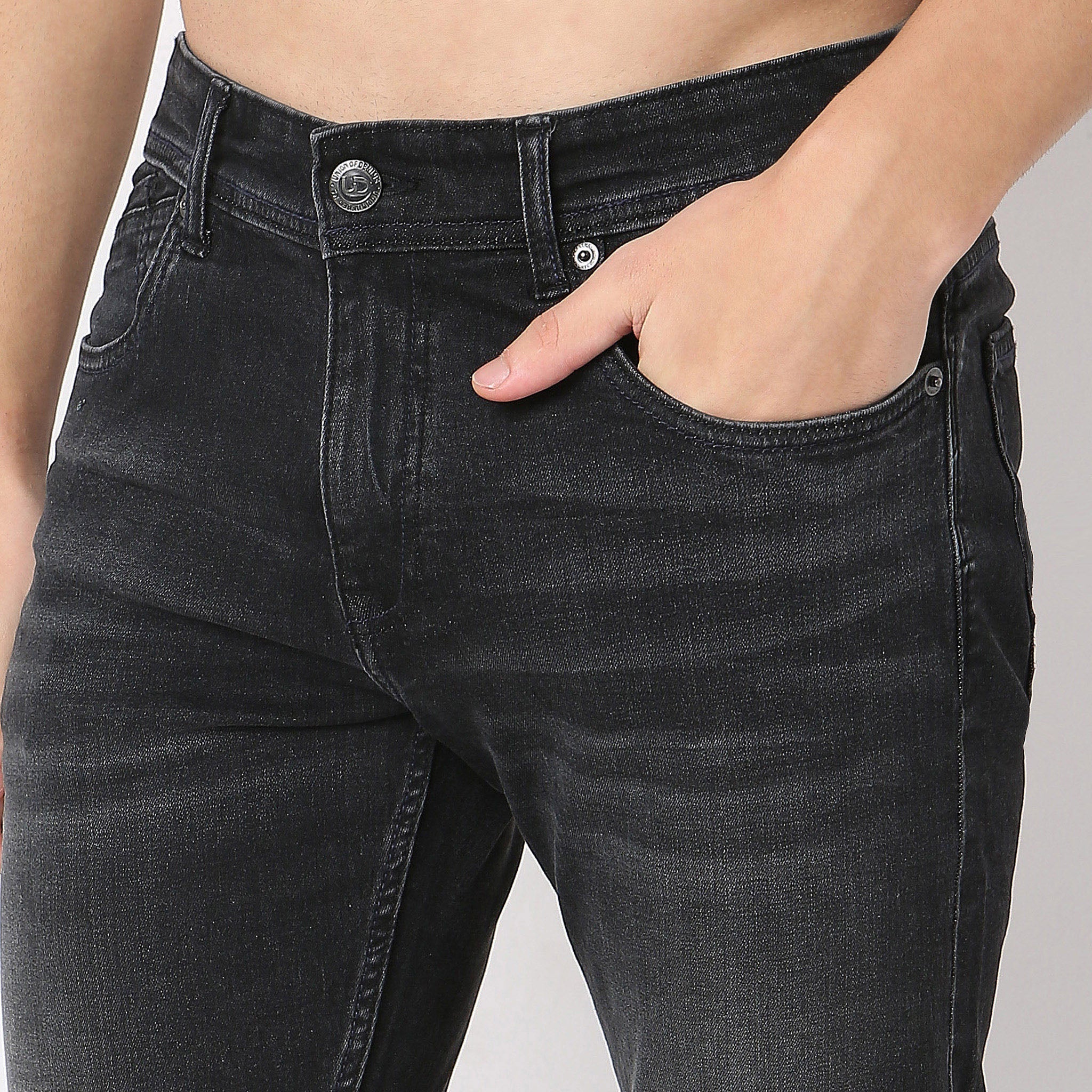 Union of Denim® - Original Black Denim Pre-Wash With Whiskers - Straight Fit Jeans With E-Fast Stretch - Image 4