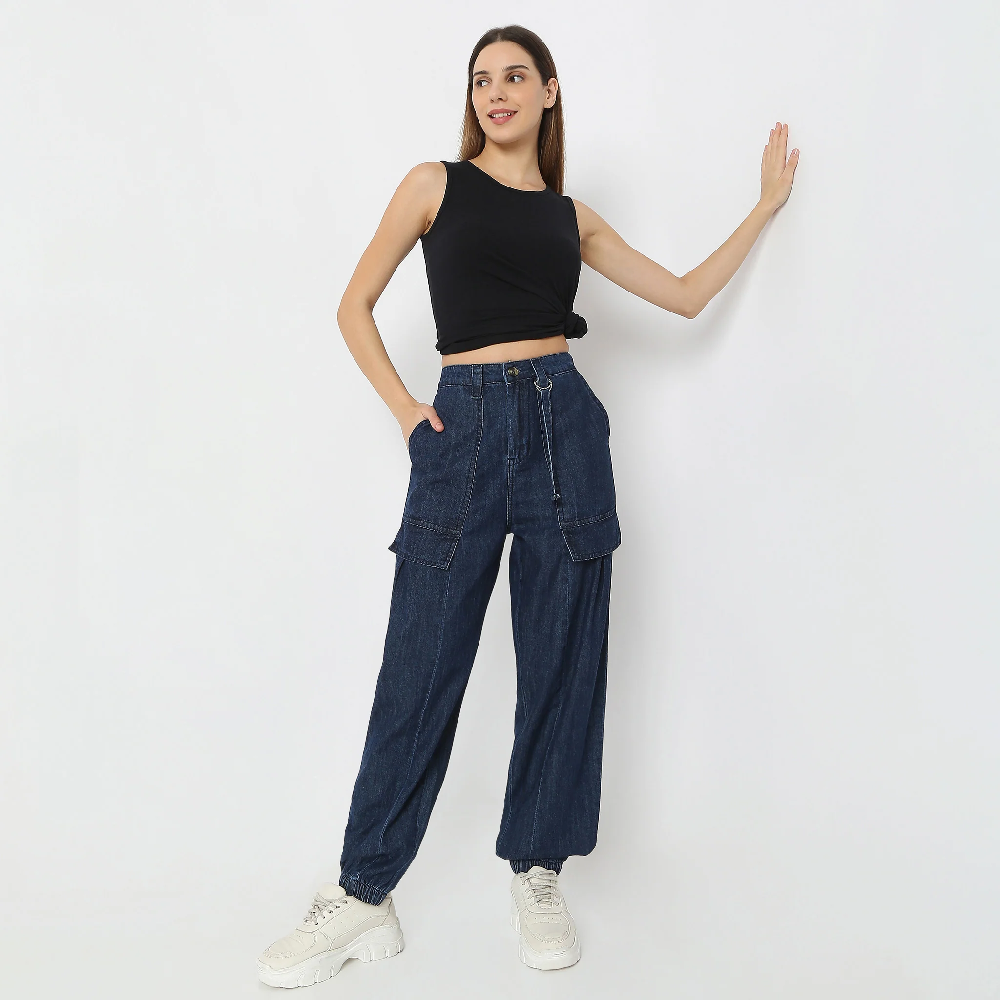 Solid Full-Length Jogger Fit Pants