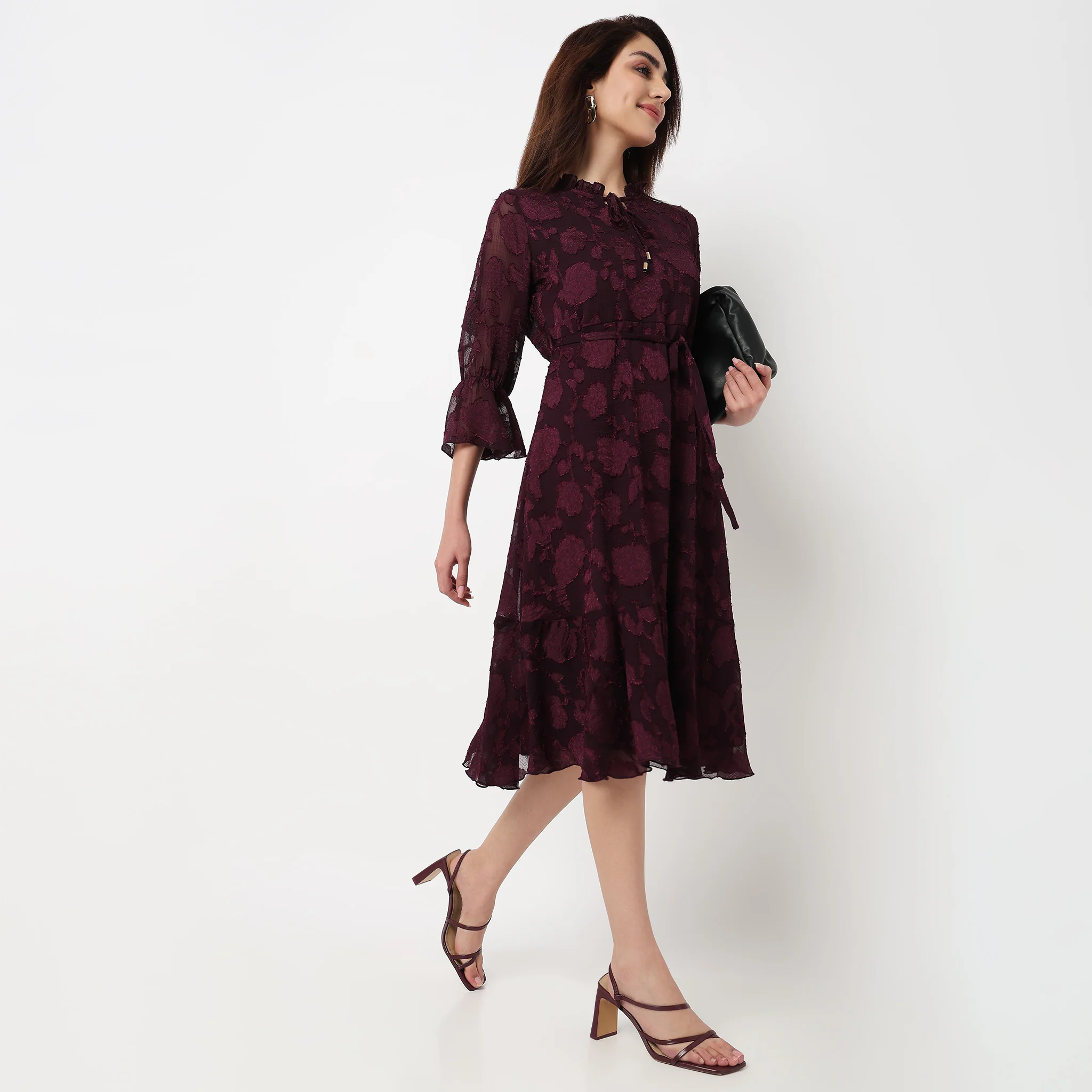 Solid Knee Length Dress