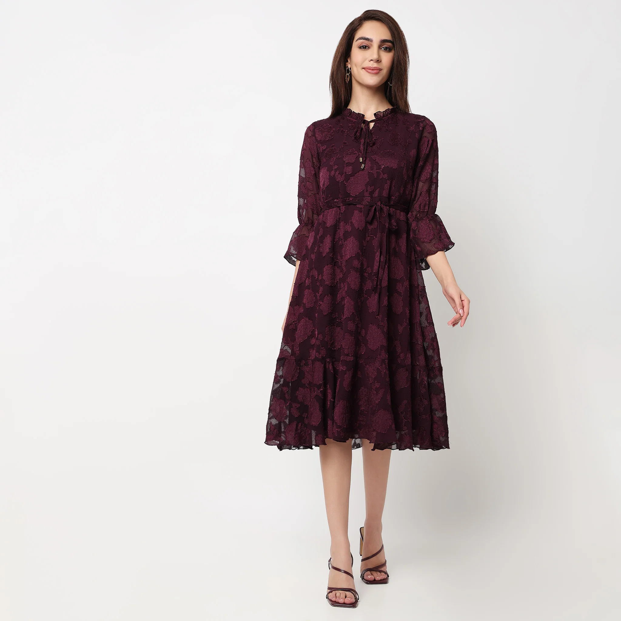 Solid Knee Length Dress - Image 2
