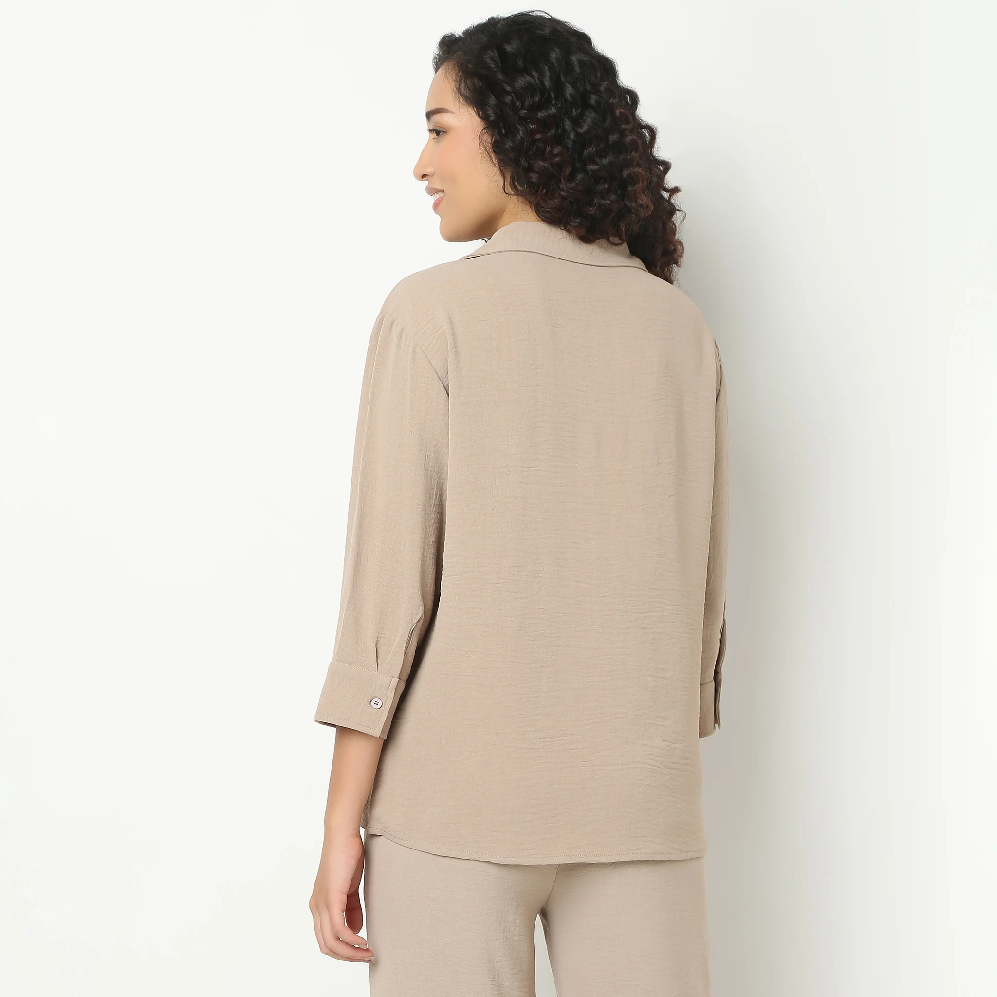 Solid Front Open Loungewear Shirt - Image 8