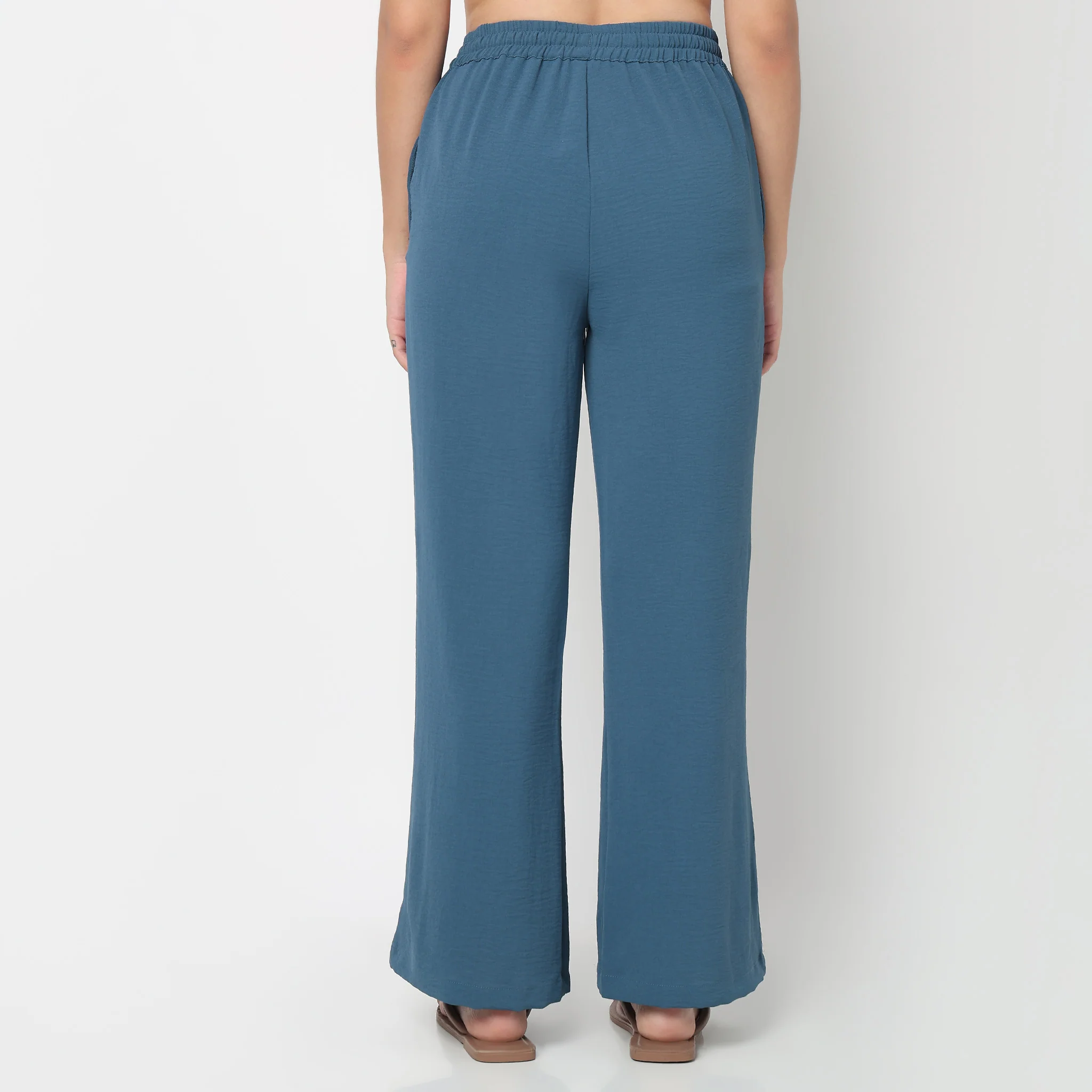 Solid Mid Rise Lounge Palazzos - Image 3