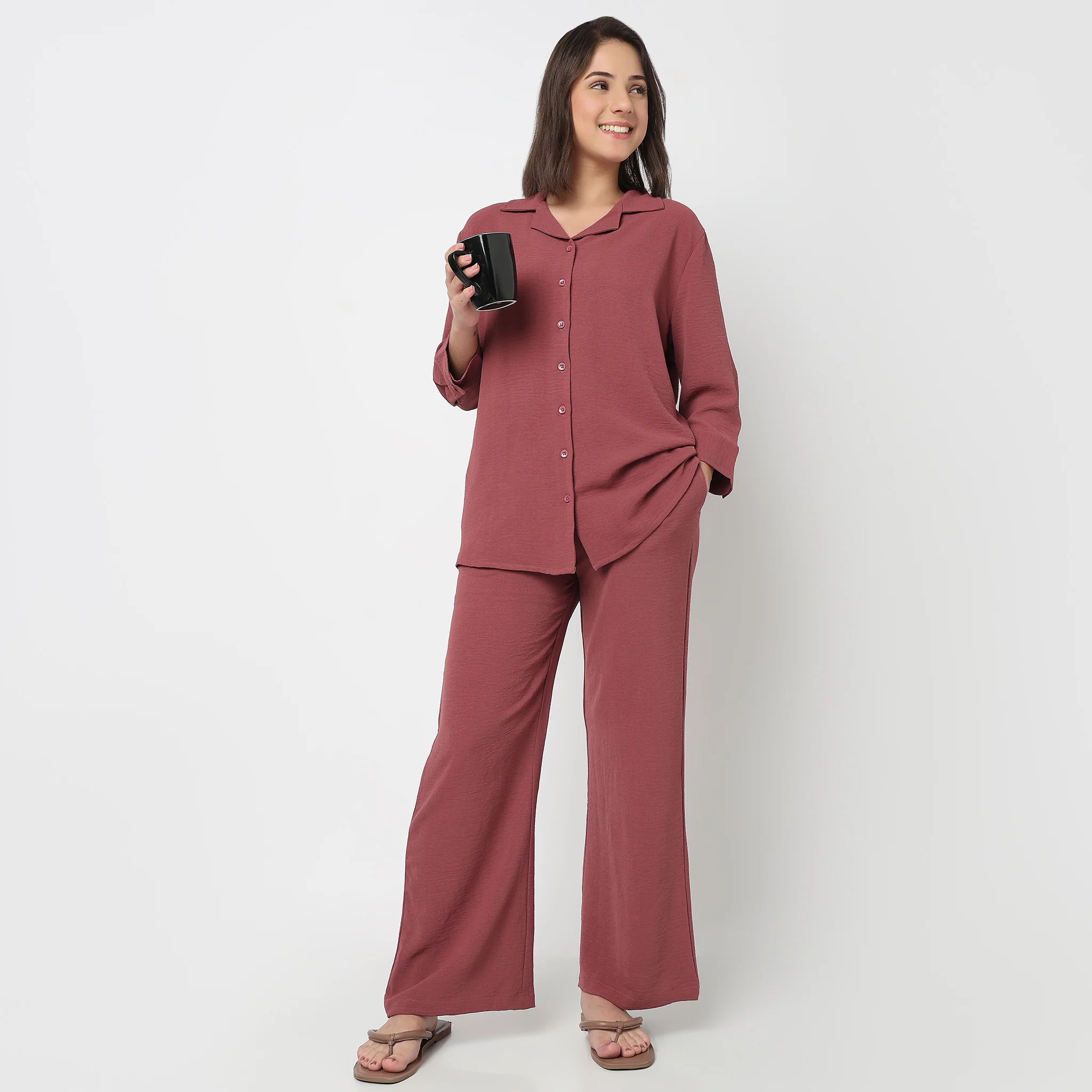 Solid Mid Rise Lounge Palazzos - Image 6