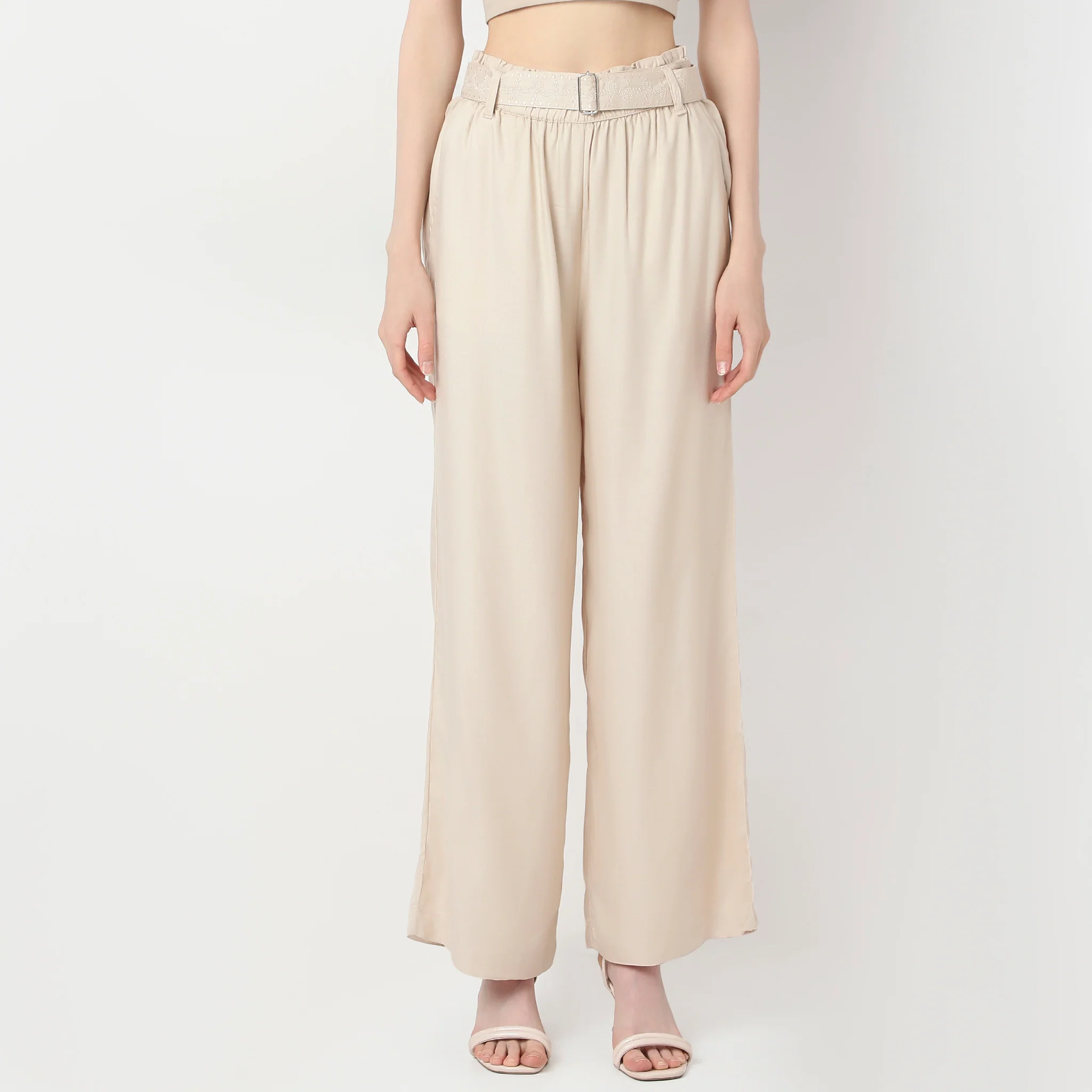 Solid Mid Rise Trousers - Image 2