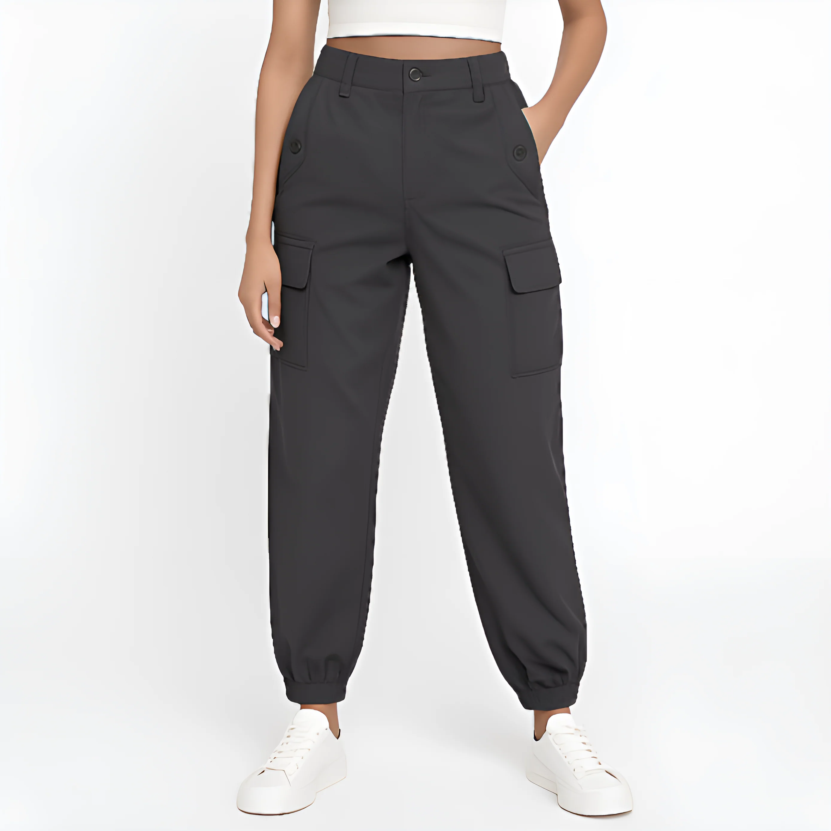 Solid Pants With Flap Pockets - Image 4