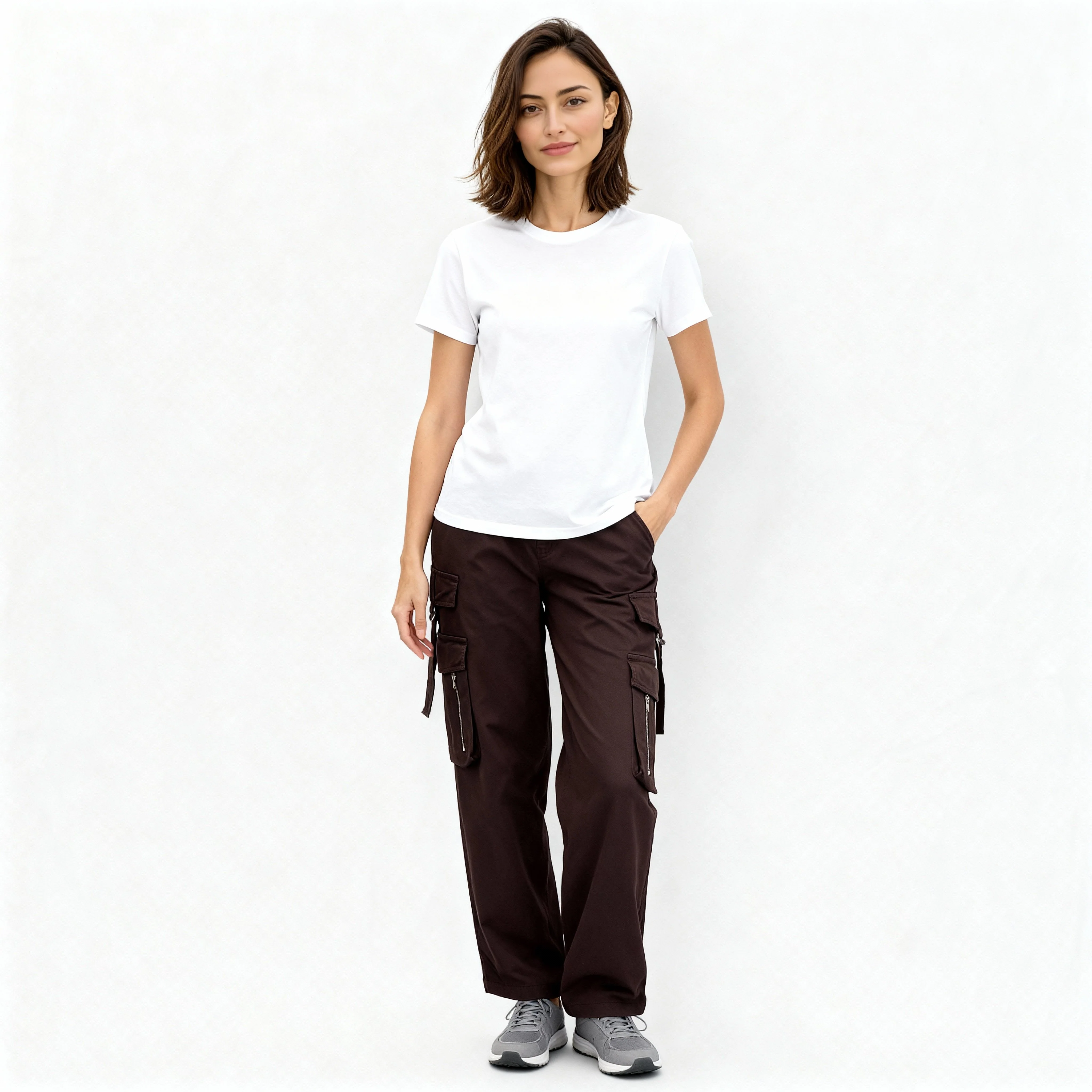 Solid Patch Pockets and Zippers Cargos