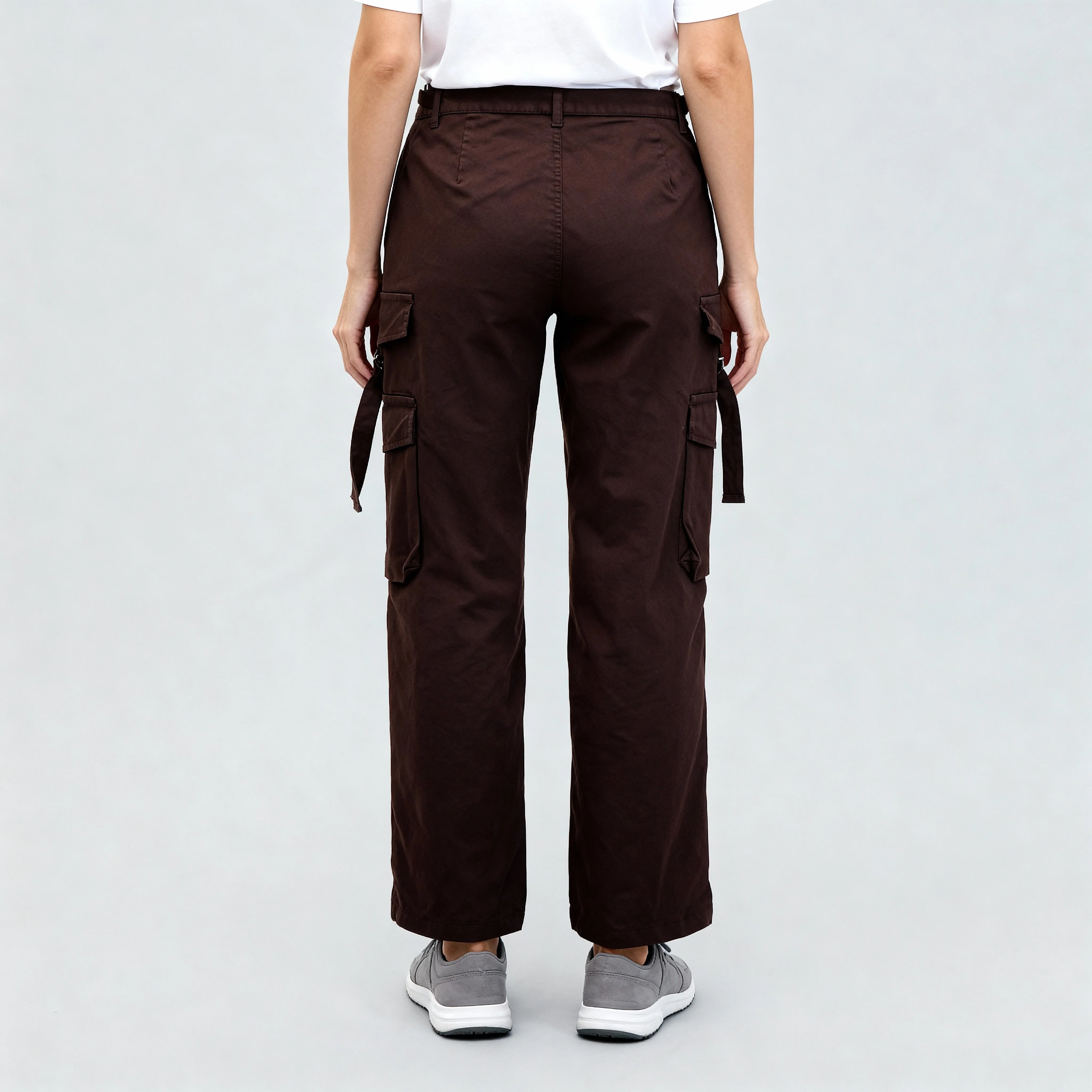 Solid Patch Pockets and Zippers Cargos - Image 3