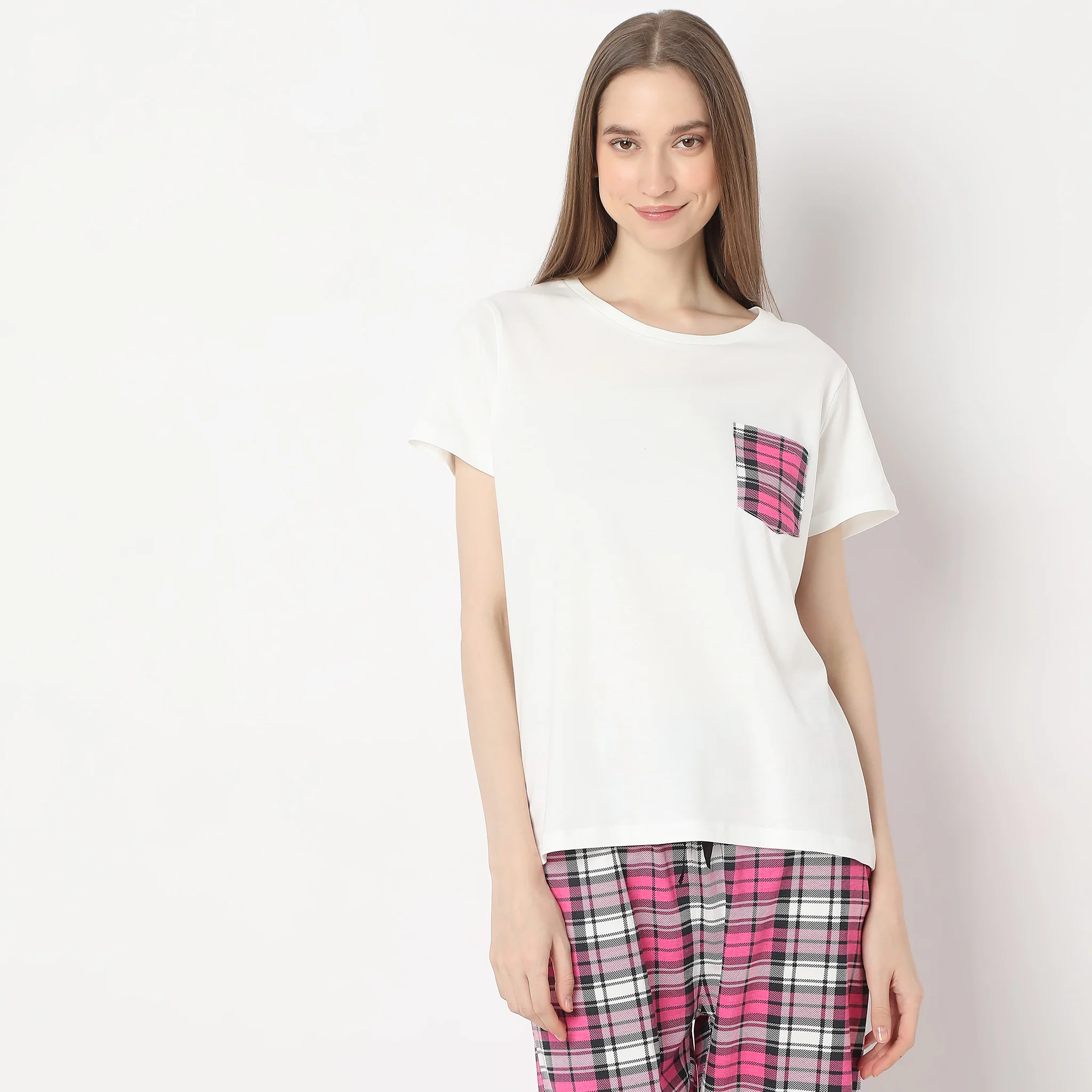 Solid Round Neck Lounge T-Shirt - Image 2