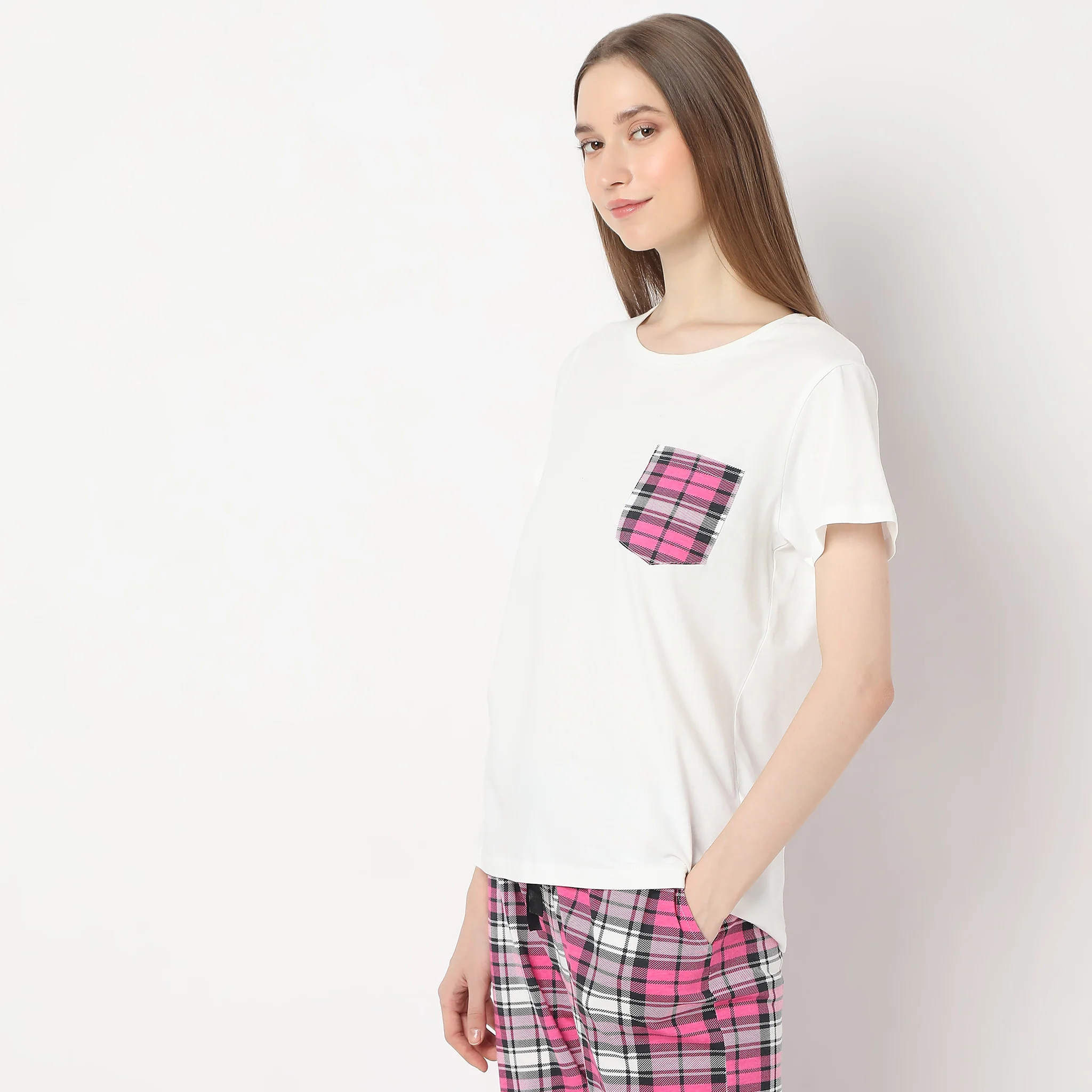 Solid Round Neck Lounge T-Shirt - Image 5