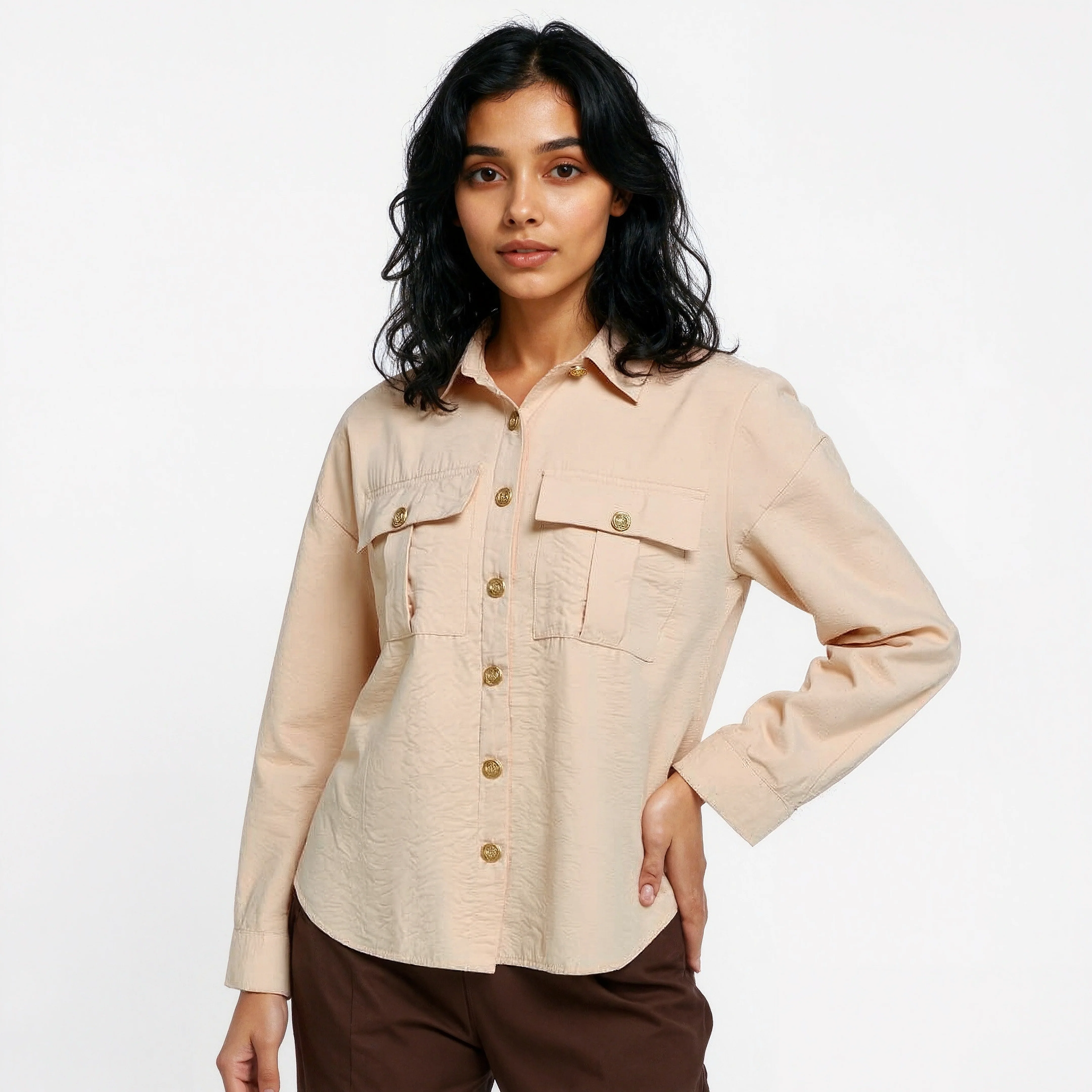 Solid Shirt with Front Pocket Details - Image 4