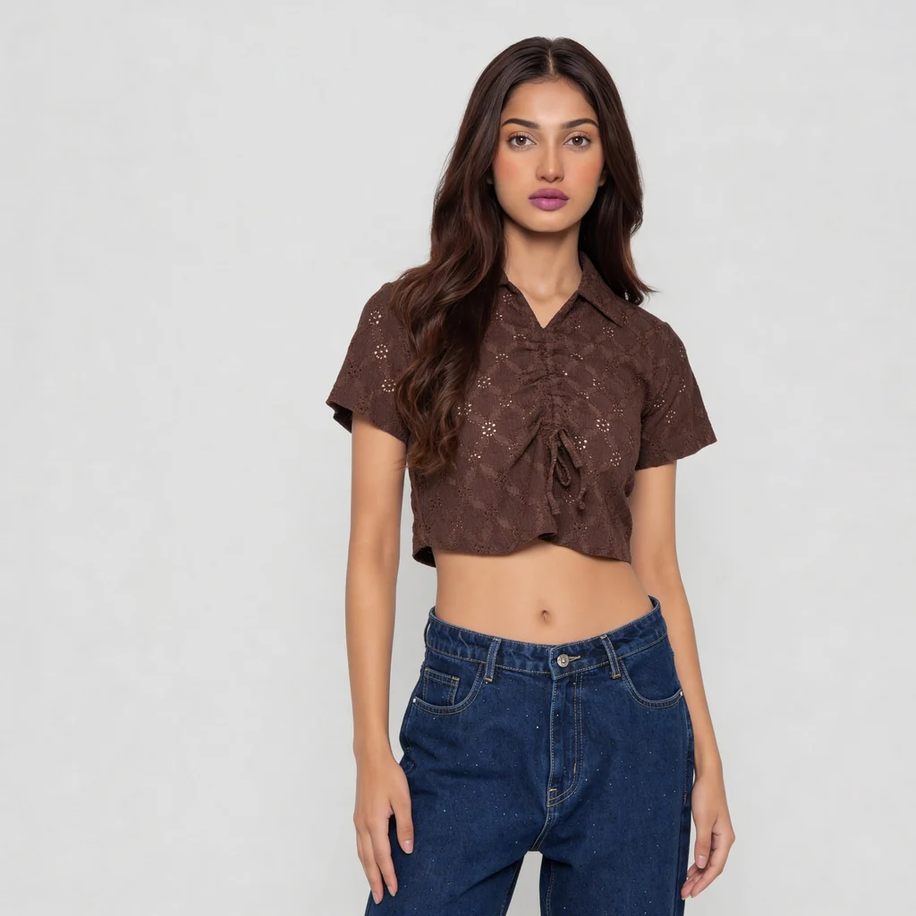 Solid Slim Fit Betty Crop Top - Image 2