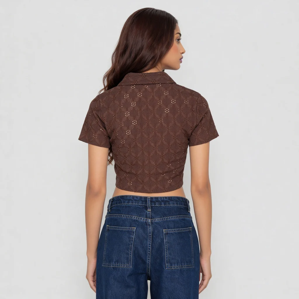 Solid Slim Fit Betty Crop Top - Image 3