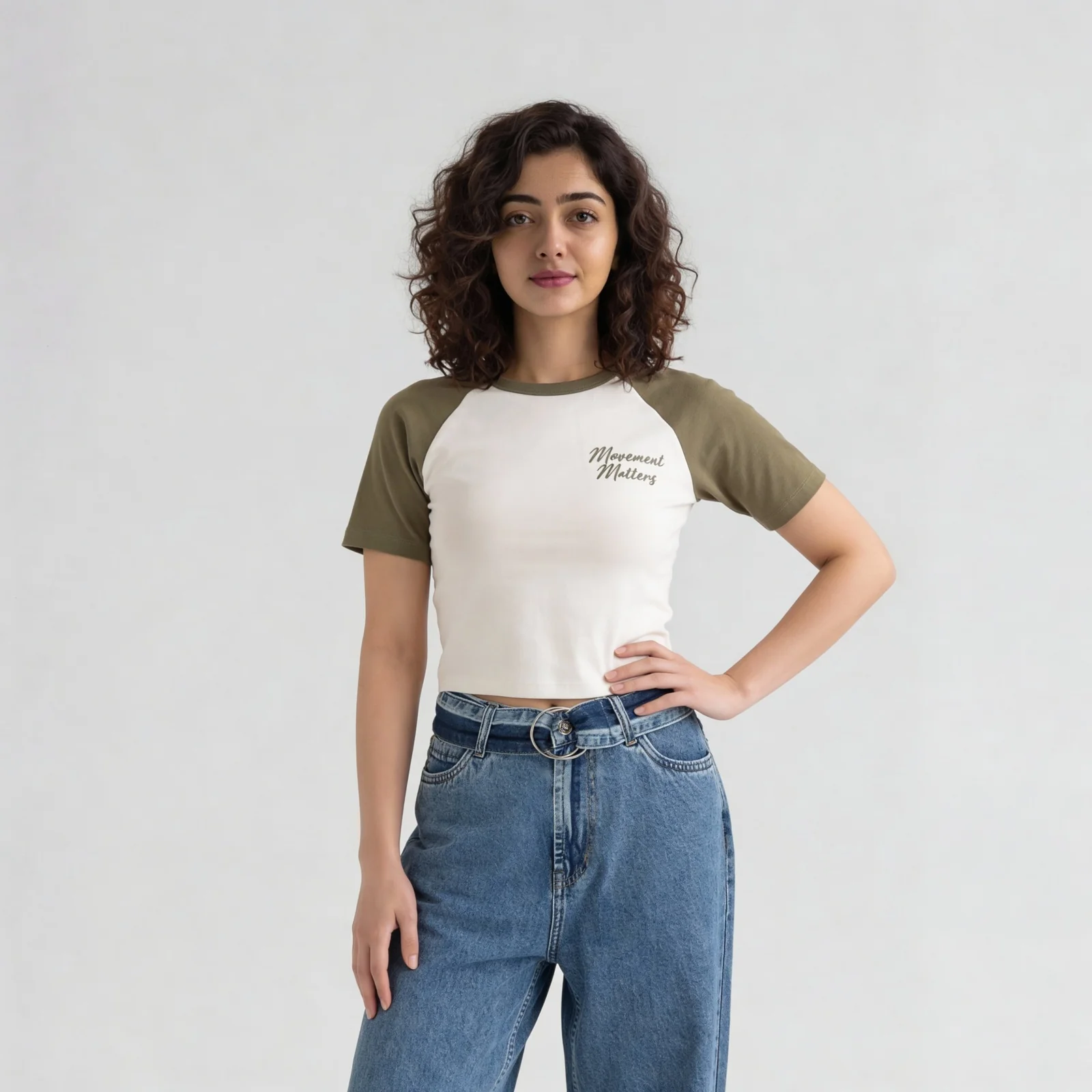 Solid Slim Fit Crop T-Shirt - Image 2