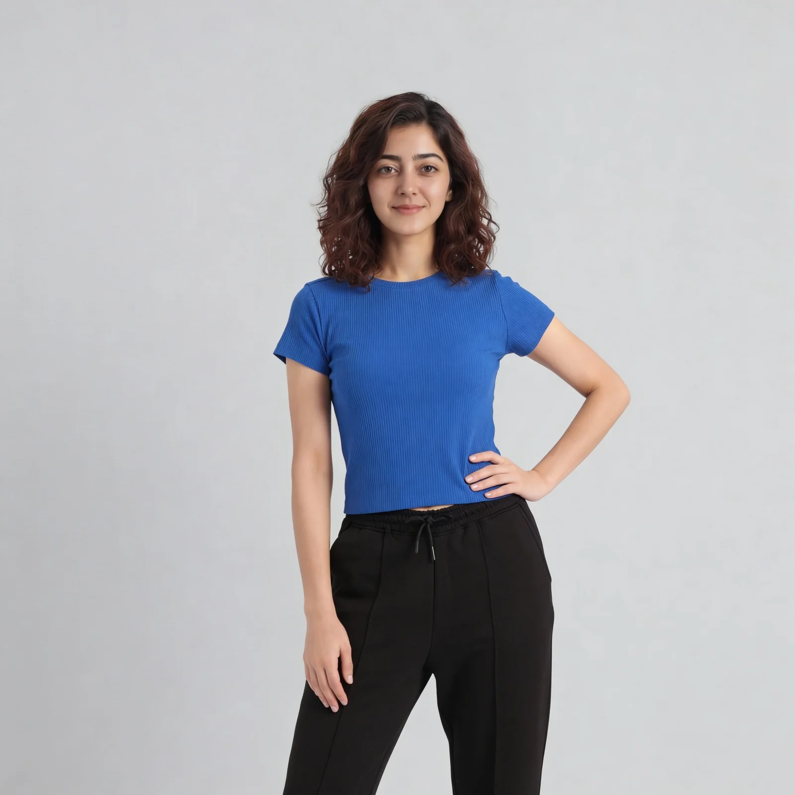 Solid Slim Fit Crop T-Shirt - Image 2