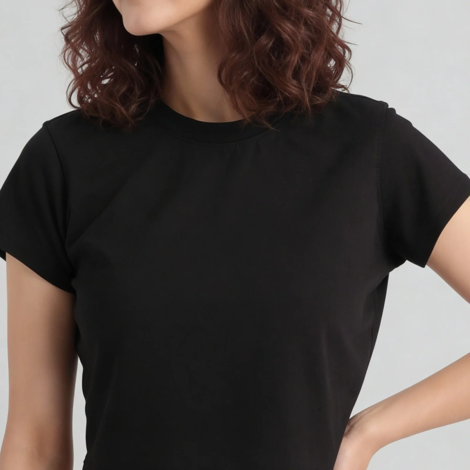 Solid Slim Fit Cropped T-Shirt - Image 4