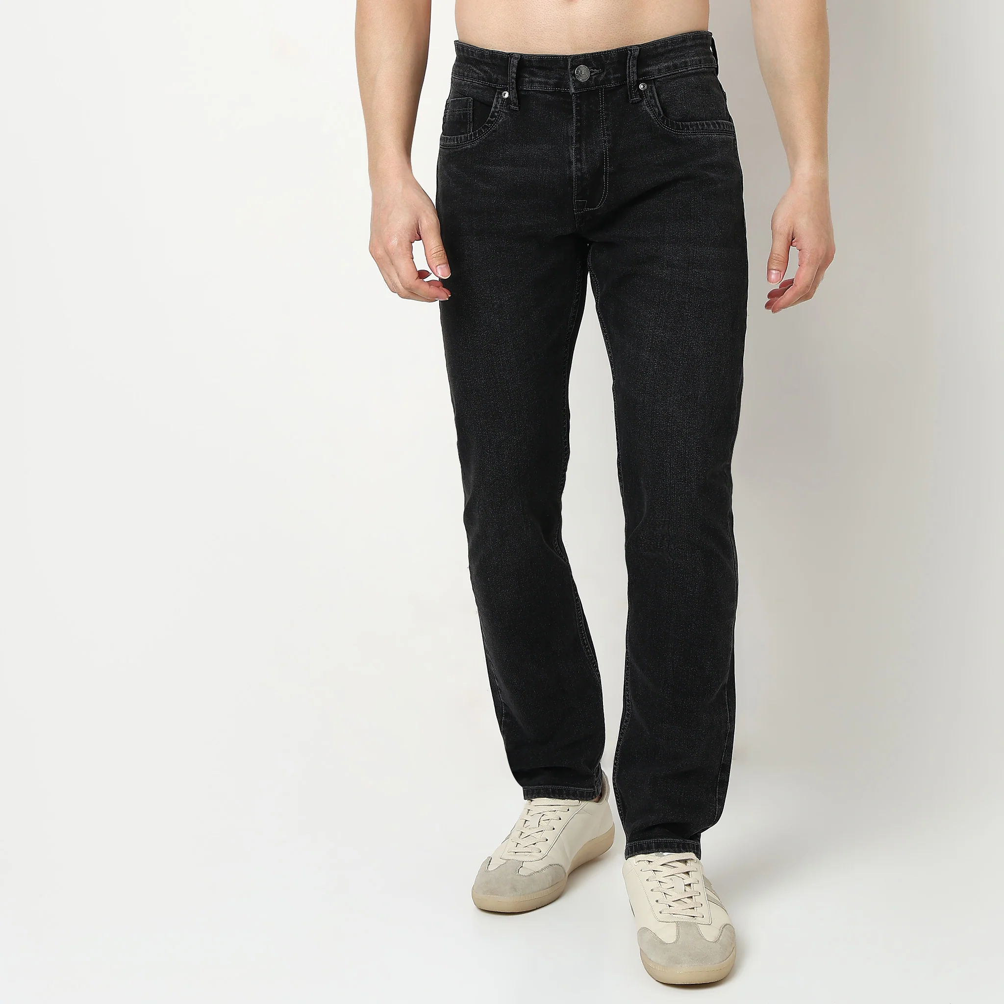 Solid Straight Fit Jeans - Image 2