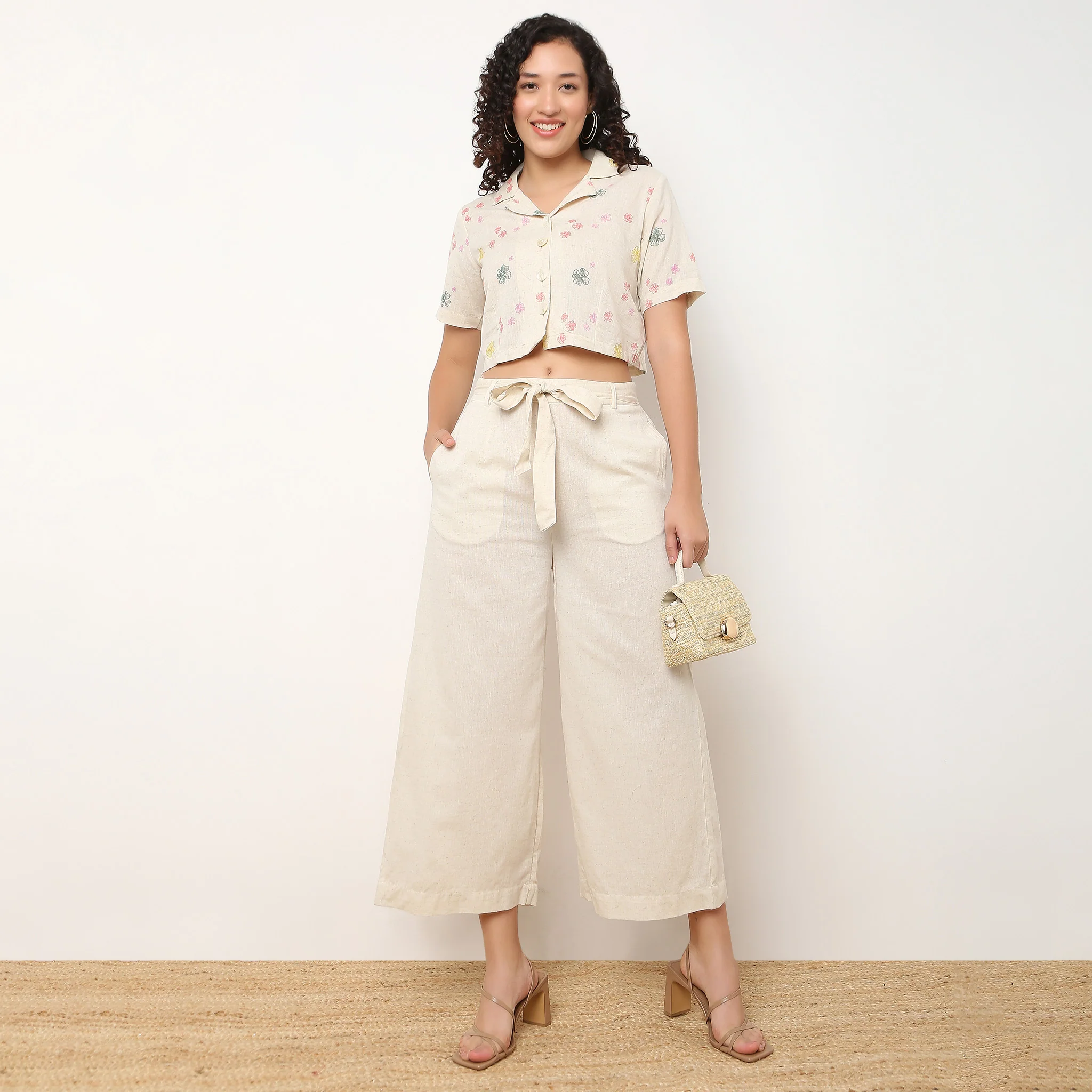 Solid Straight Fit High Rise Pants