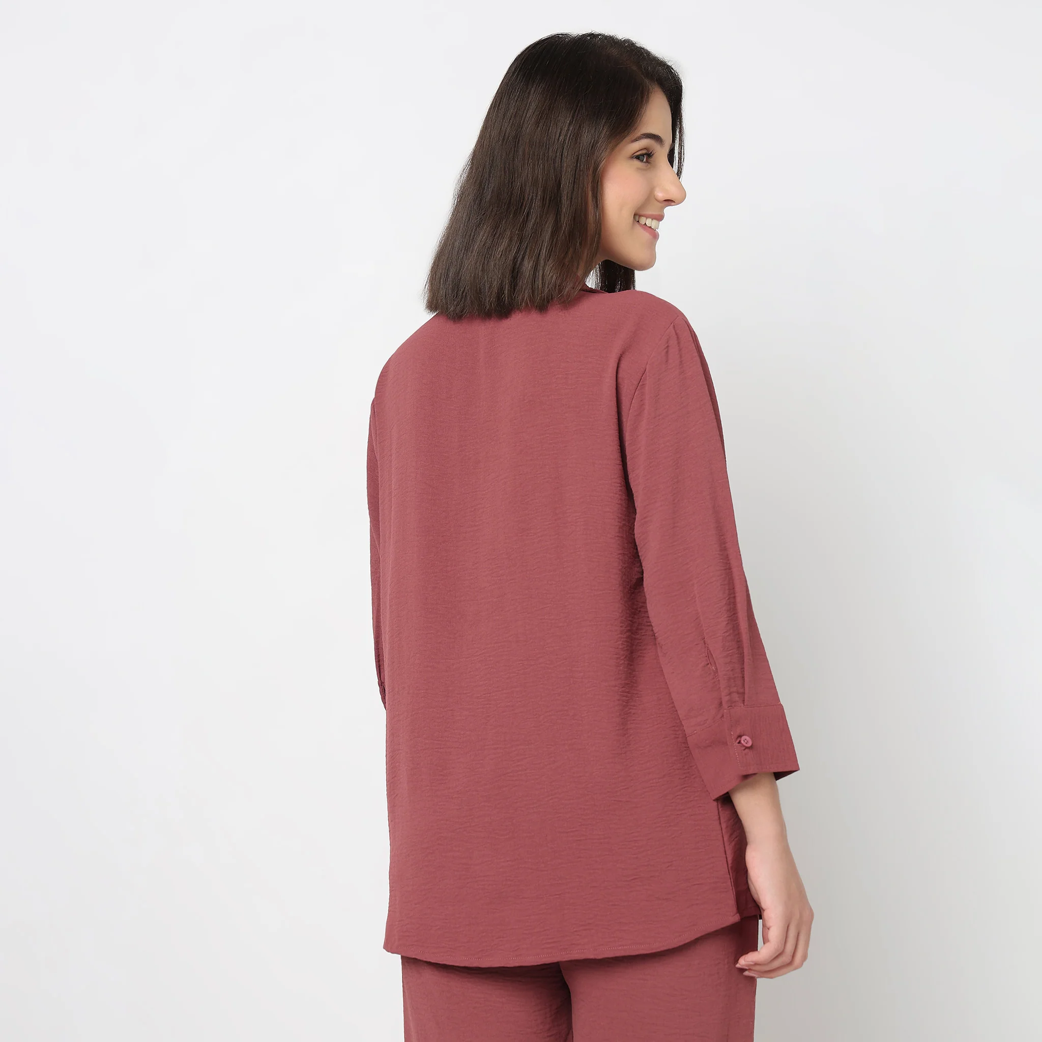 Solid Straight Lounge Shirt - Image 8