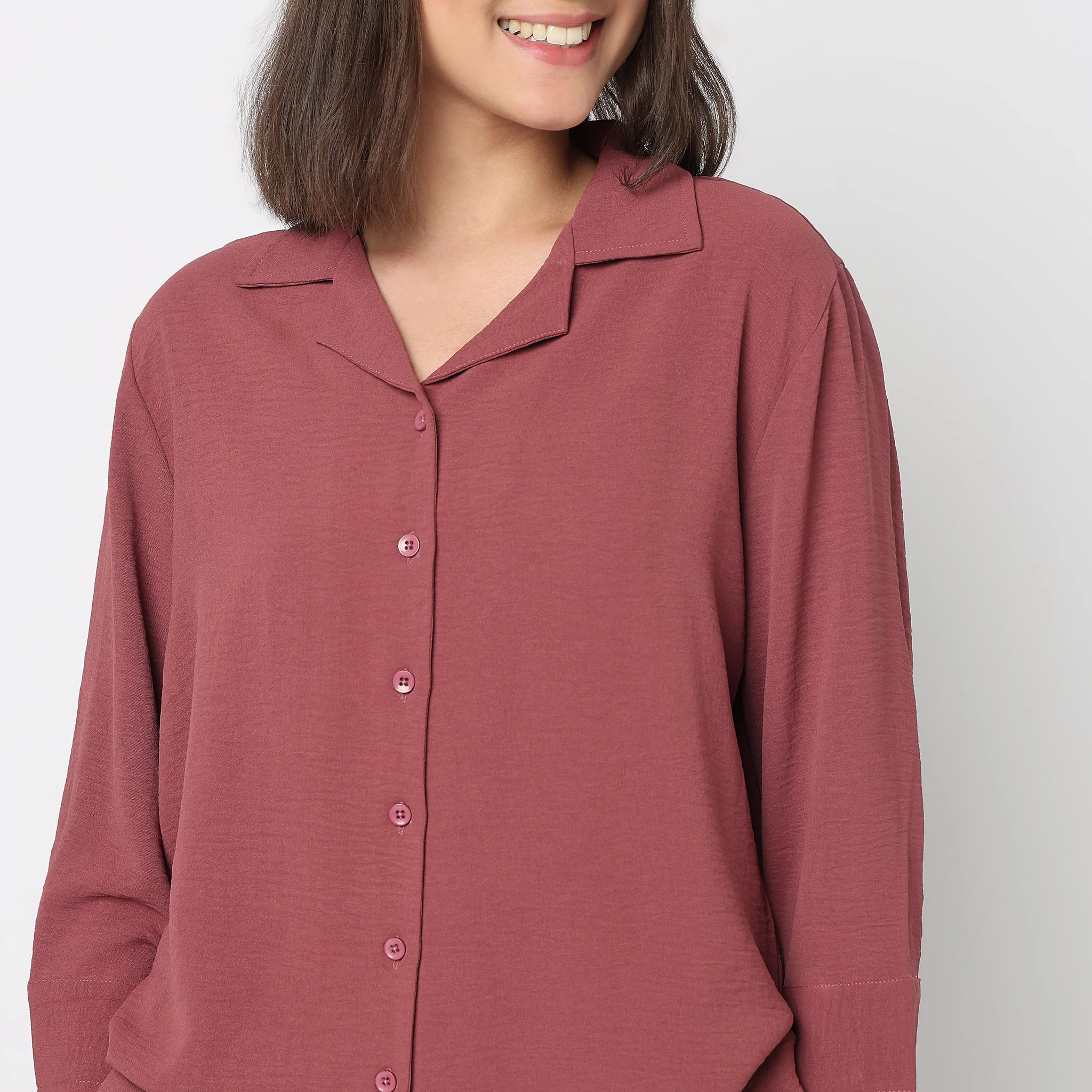 Solid Straight Lounge Shirt - Image 9