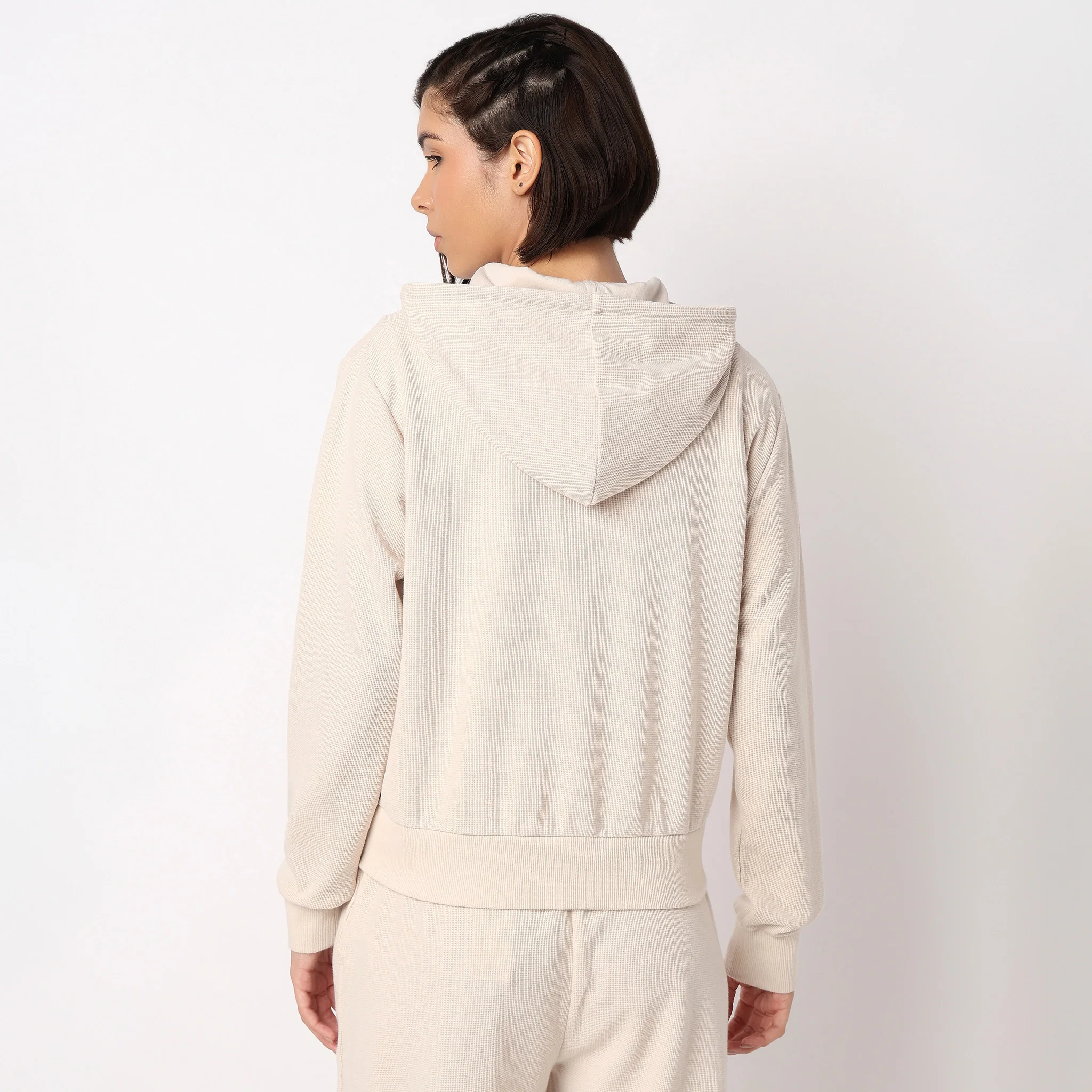 Solid Sweatshirt With Front Zipper Opening - Image 3