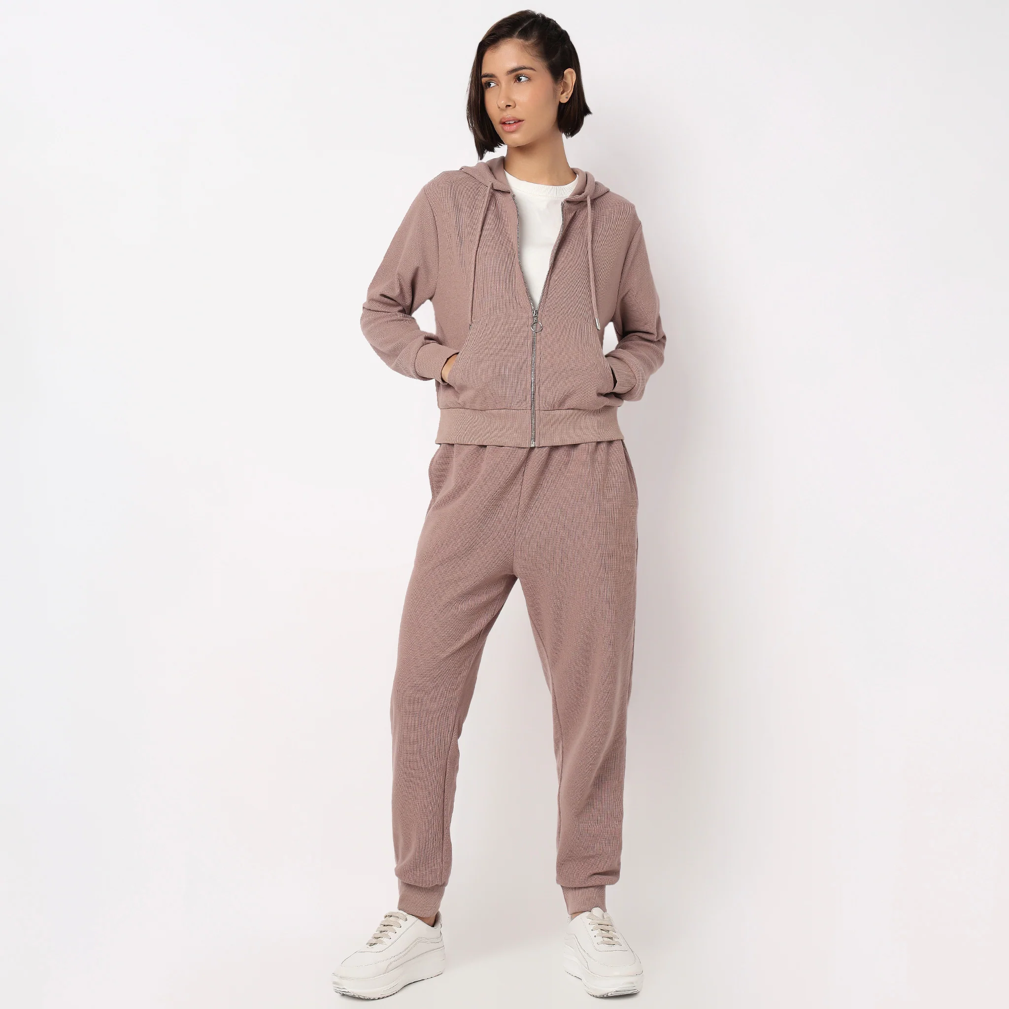 Solid Sweatshirt With Front Zipper Opening - Image 6