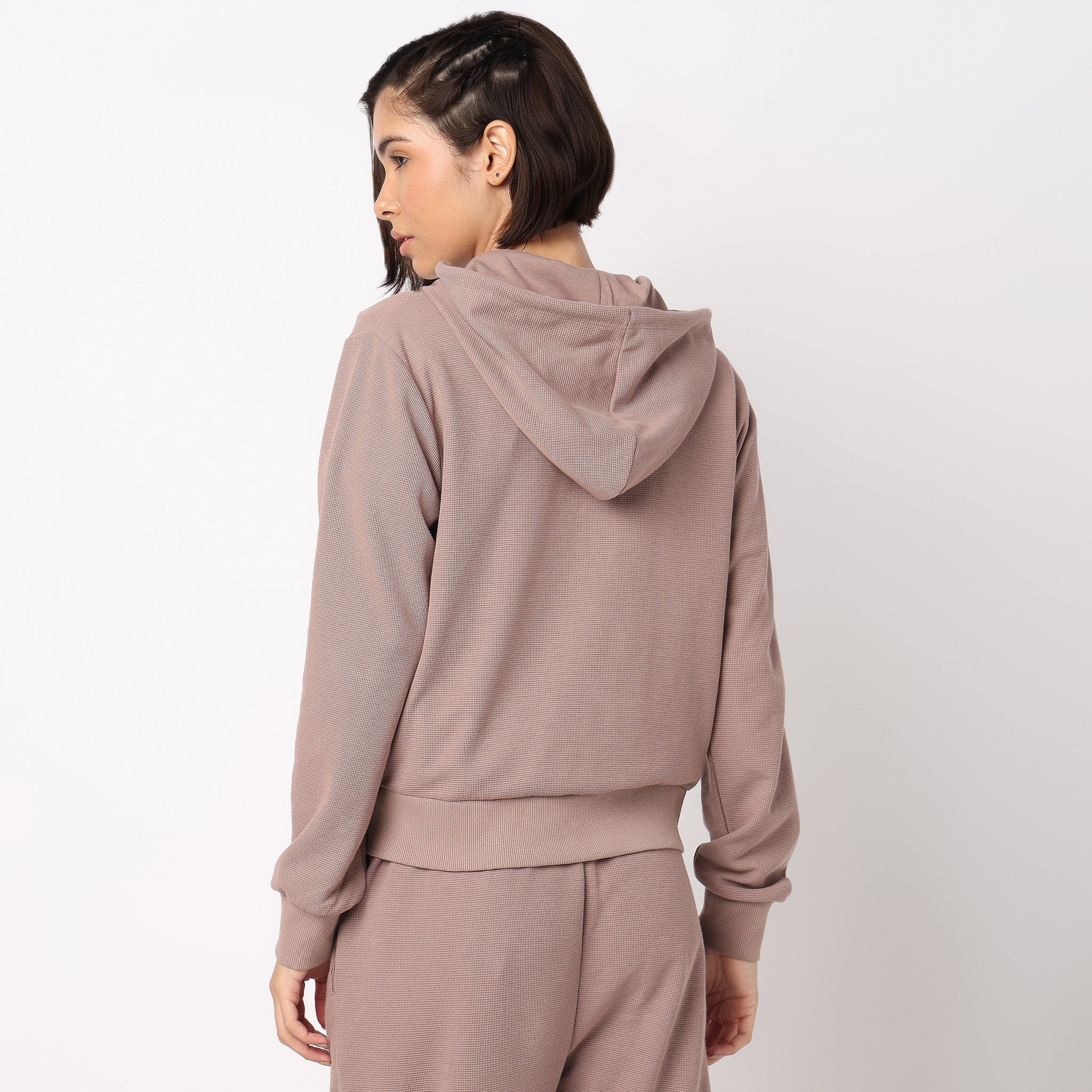 Solid Sweatshirt With Front Zipper Opening - Image 8