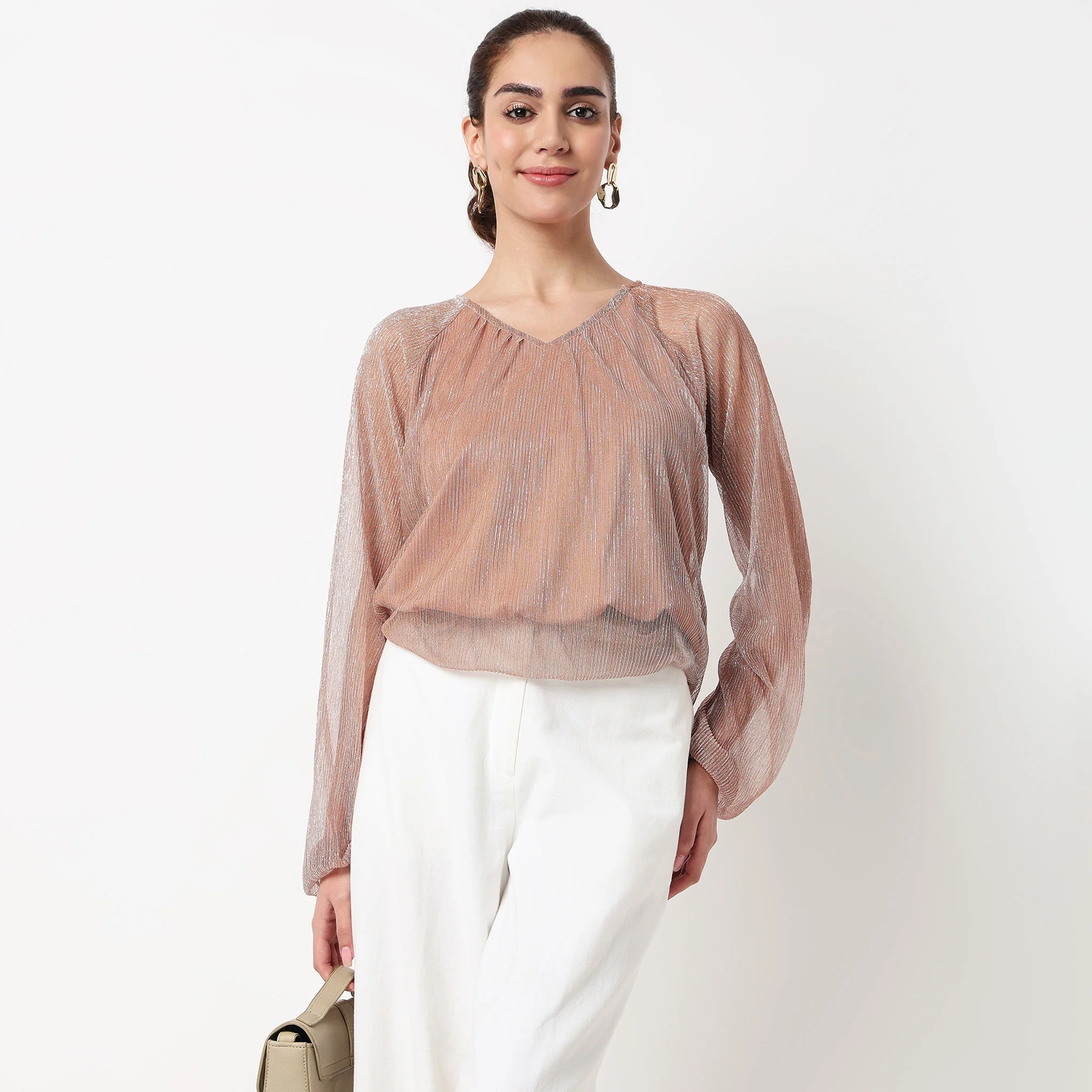 Solid V-Neck Top - Image 2