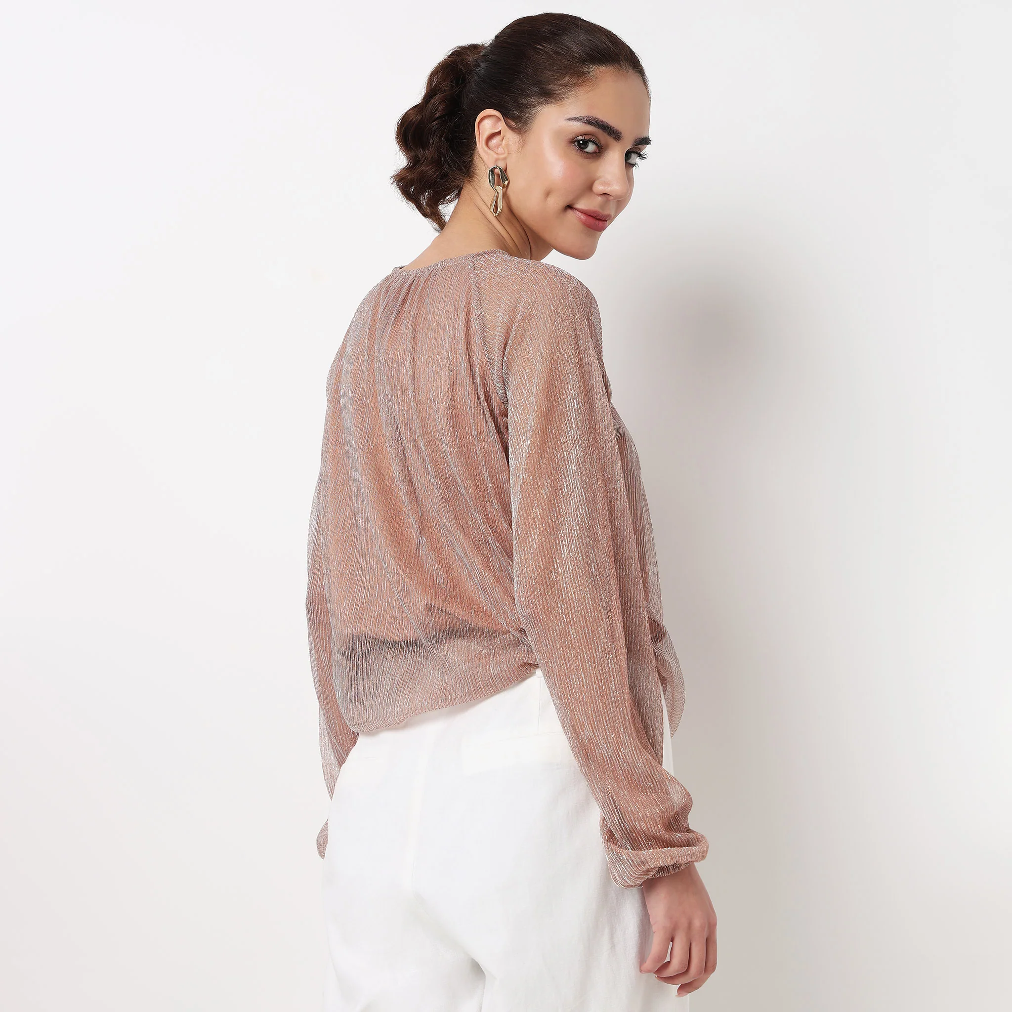 Solid V-Neck Top - Image 3