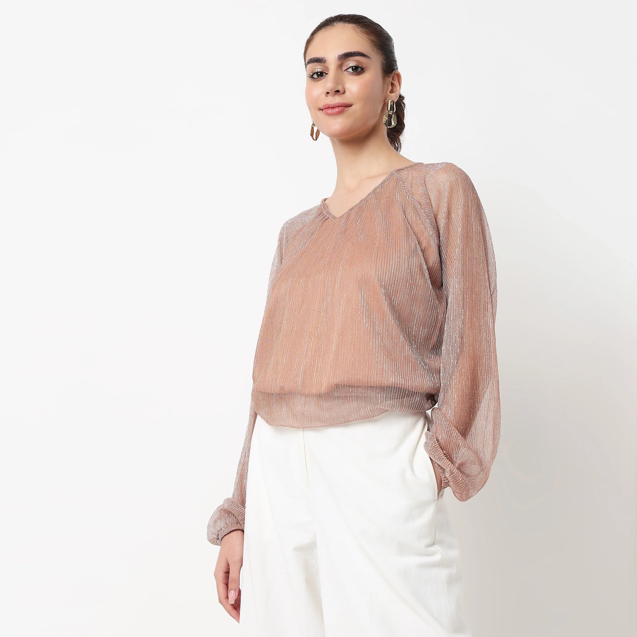 Solid V-Neck Top - Image 5