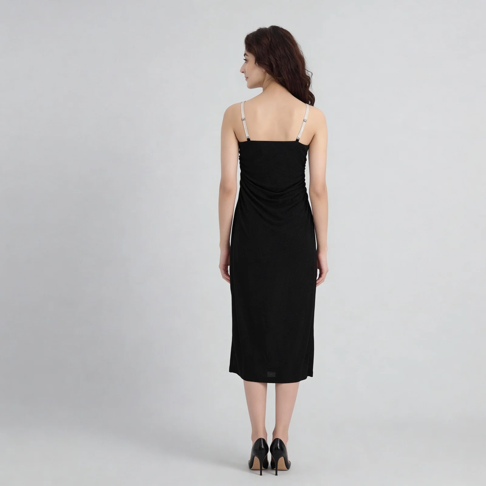 Square Neck Ruched Tube Dress With Detachable Straps - Image 3