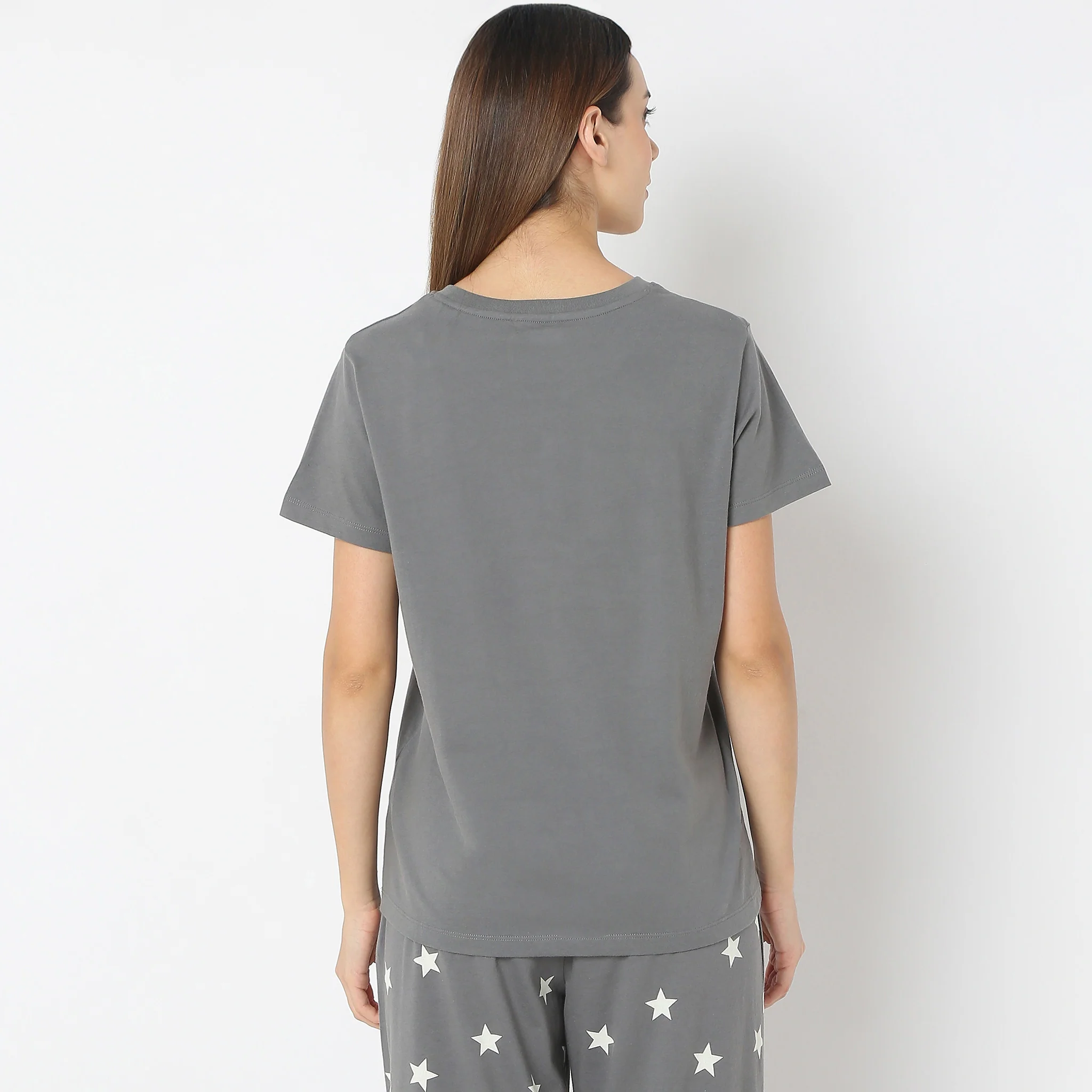 Stars & Moon Print Short Sleeve Lounge T-Shirt - Image 3