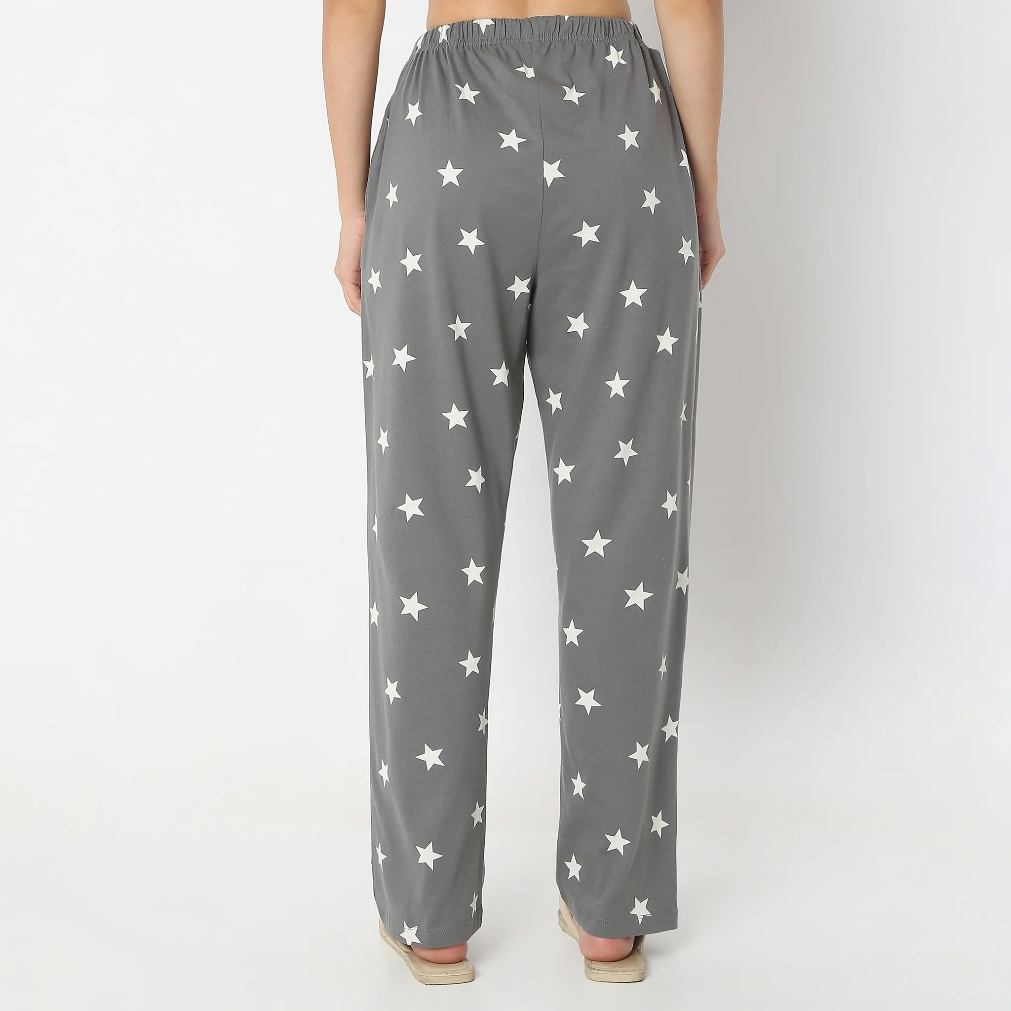 Stars & Moon Printed Mid Rise Lounge Pyjamas - Image 3