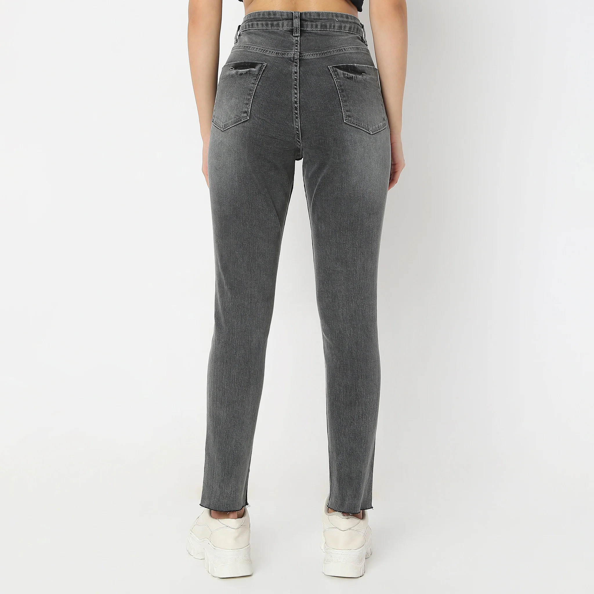 Stone Wash Ankle-Length Skinny Fit High Rise Jeans - Image 3