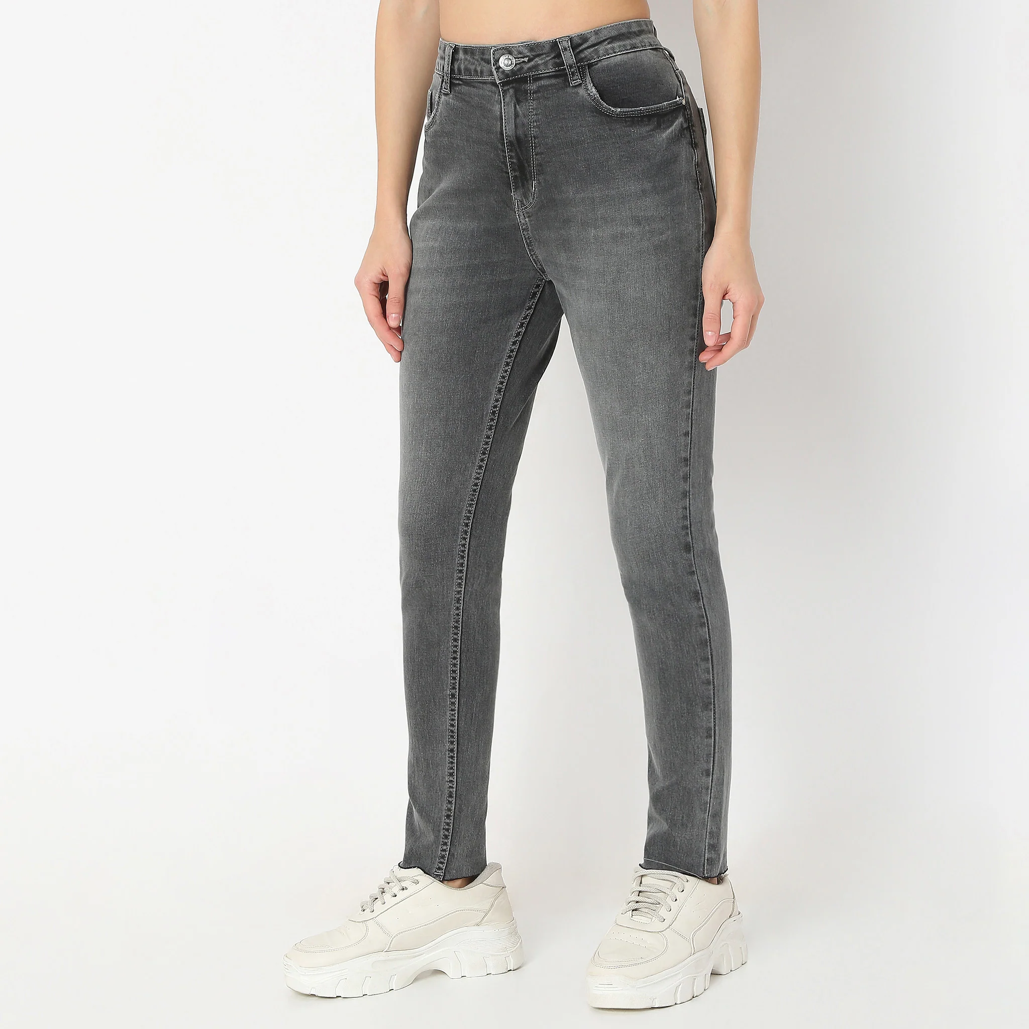 Stone Wash Ankle-Length Skinny Fit High Rise Jeans - Image 5