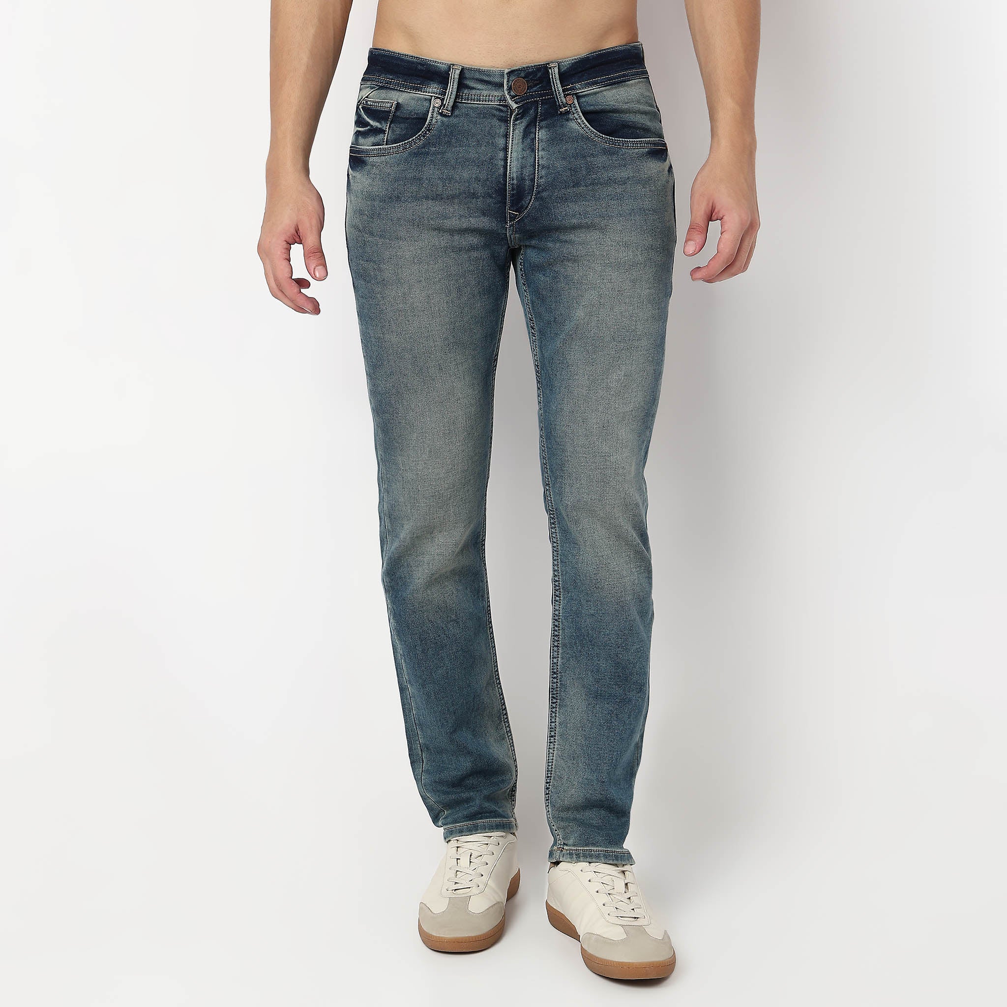 Stone Wash Straight Fit Jeans - Image 2