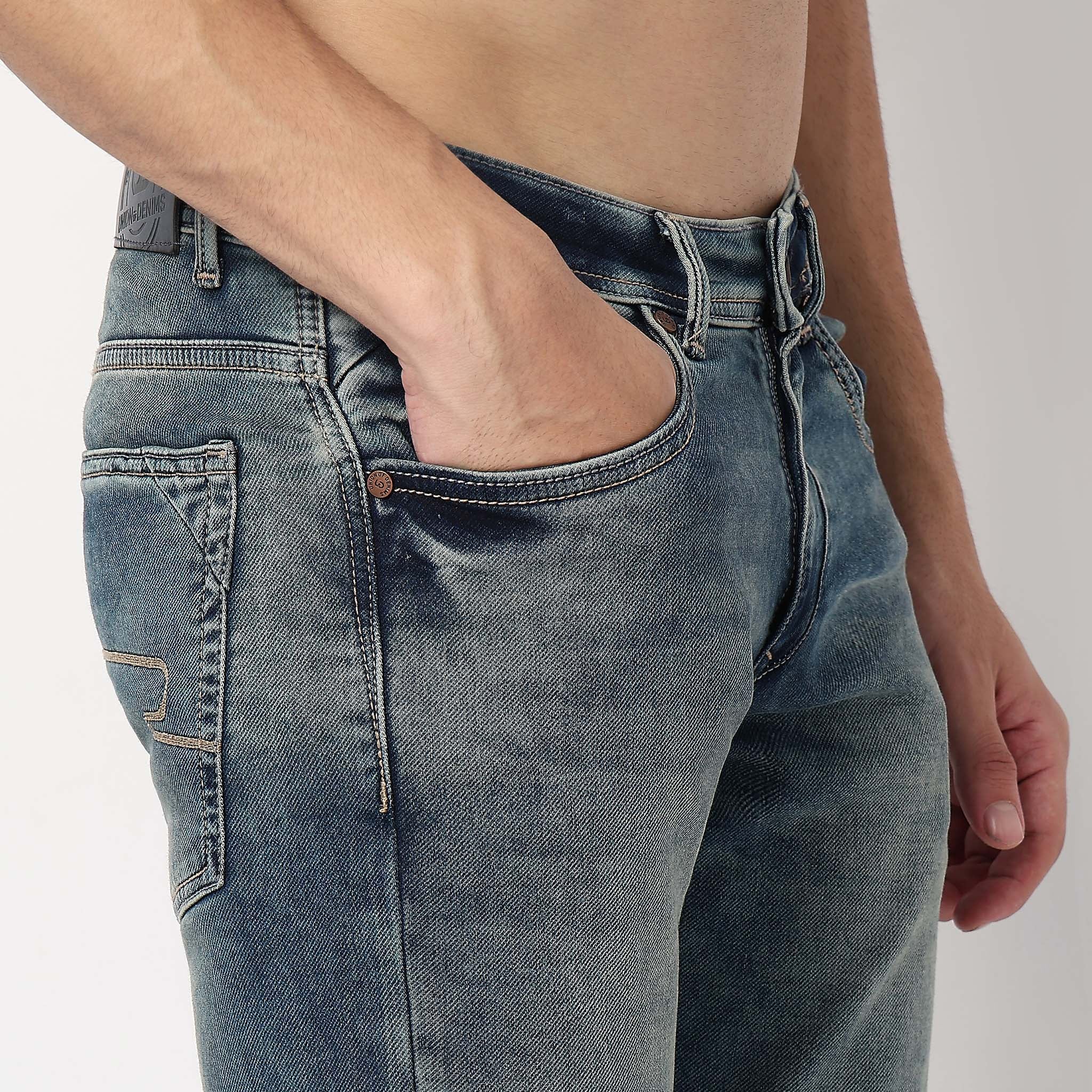 Stone Wash Straight Fit Jeans - Image 4