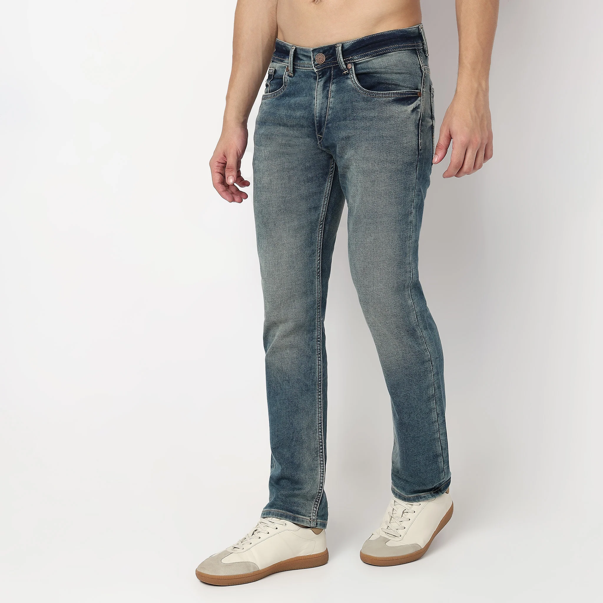 Stone Wash Straight Fit Jeans - Image 5