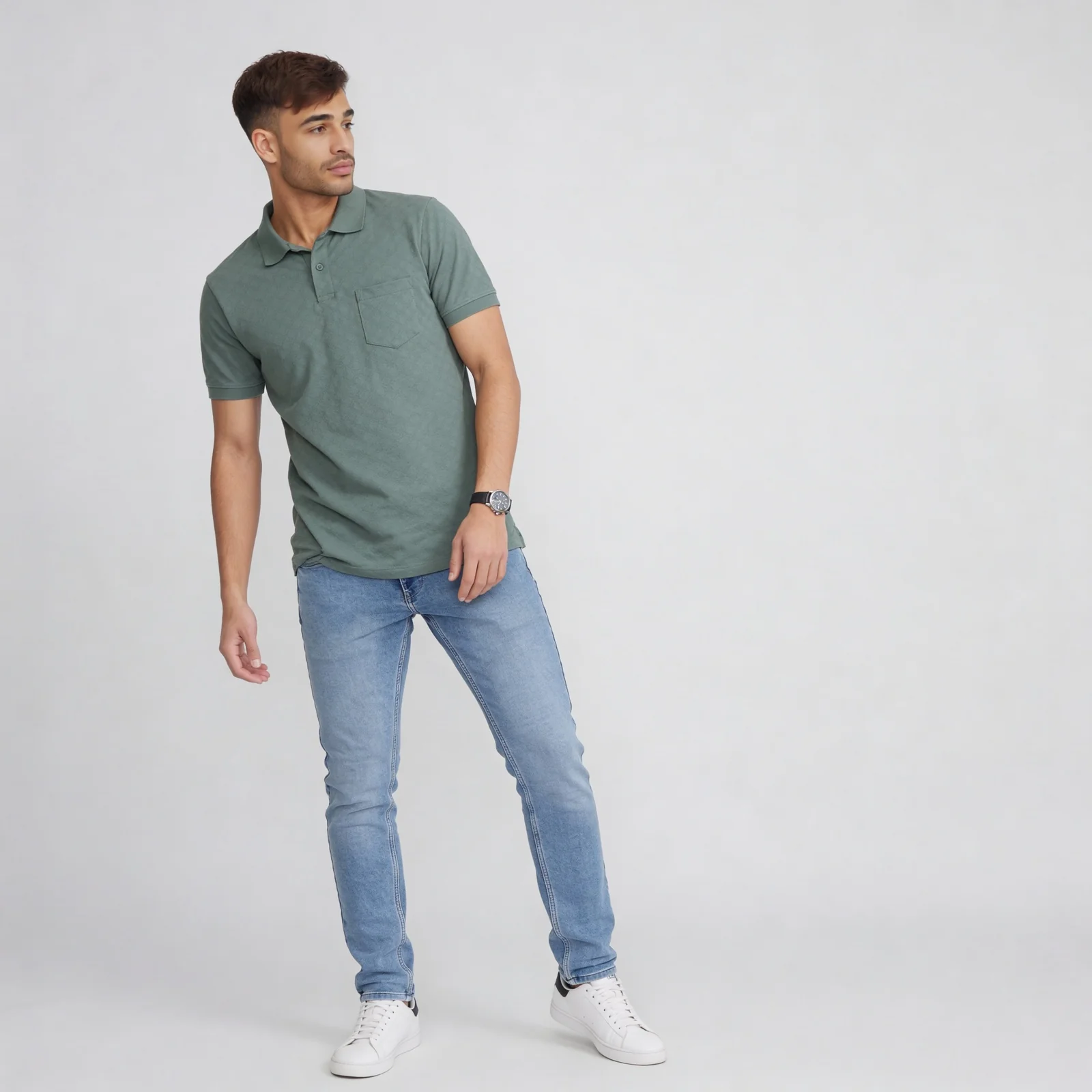 Stone Wash Full Length Jeans