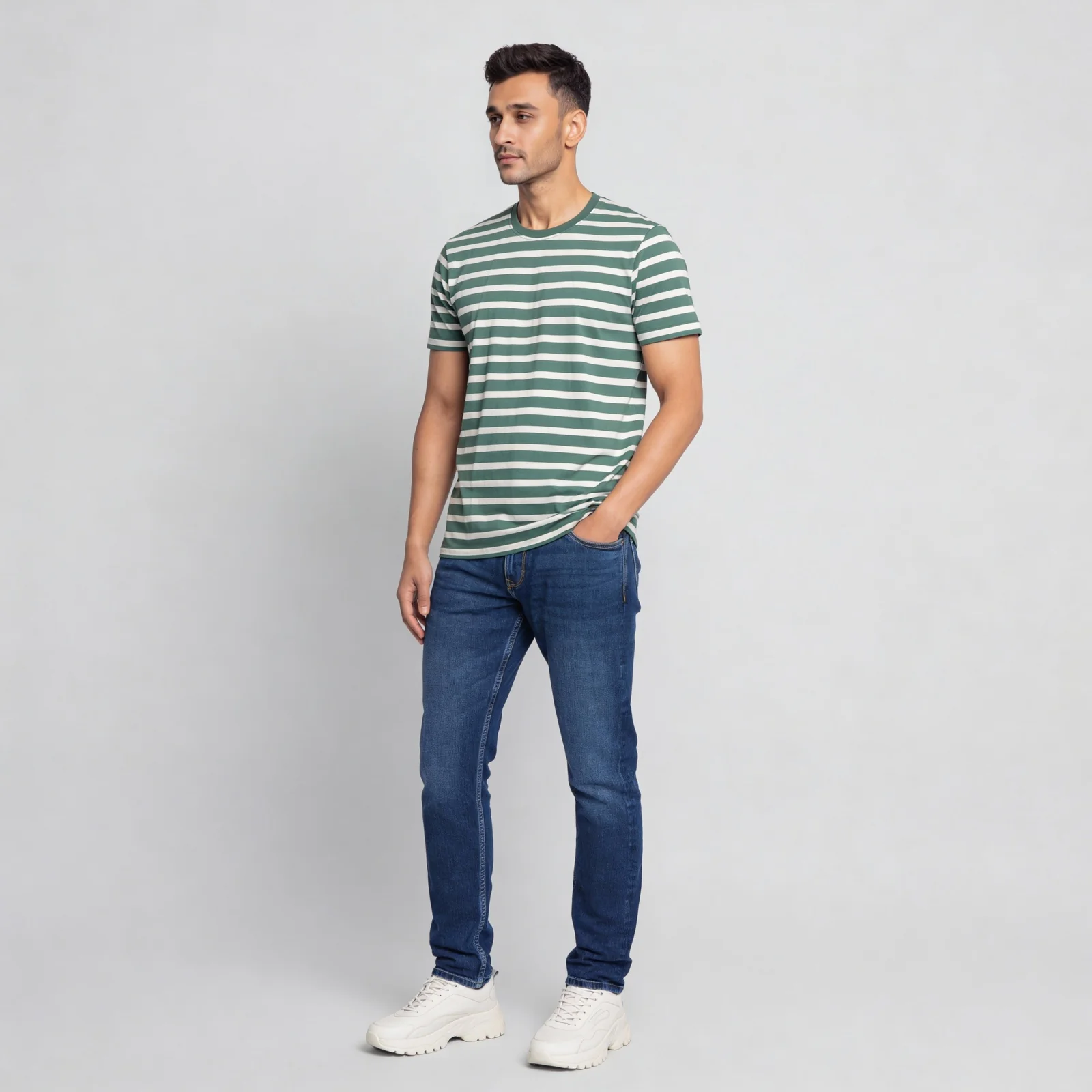Stone Wash Full Length Jeans