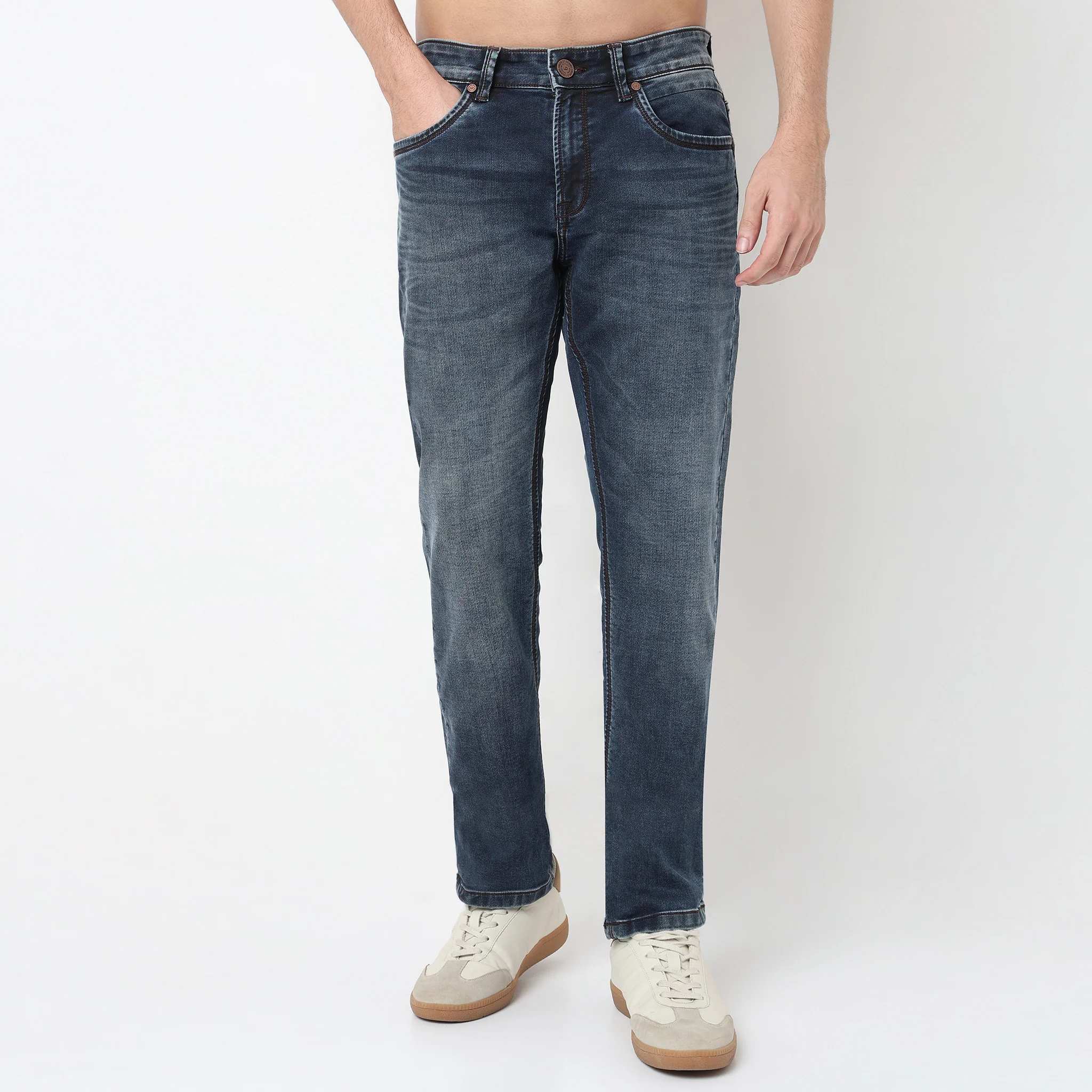 Stone Wash Straight Fit Jeans - Image 2