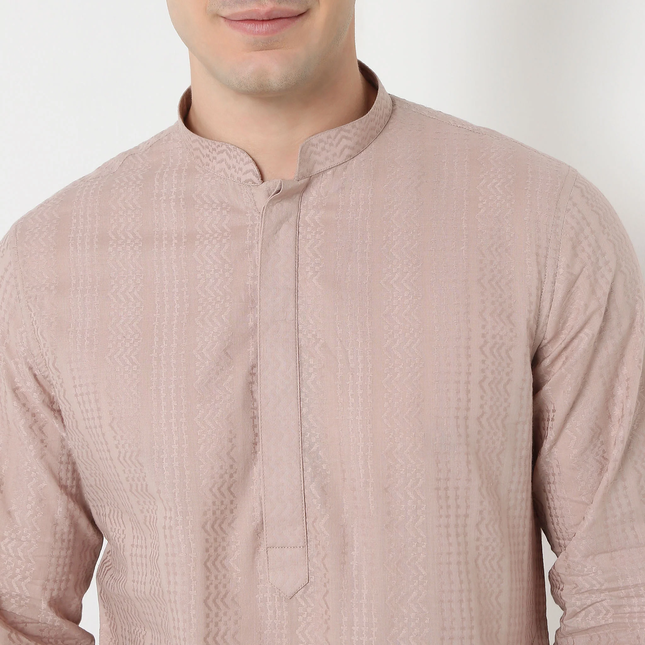 Straight Fit Lapet Long Kurta - Image 10