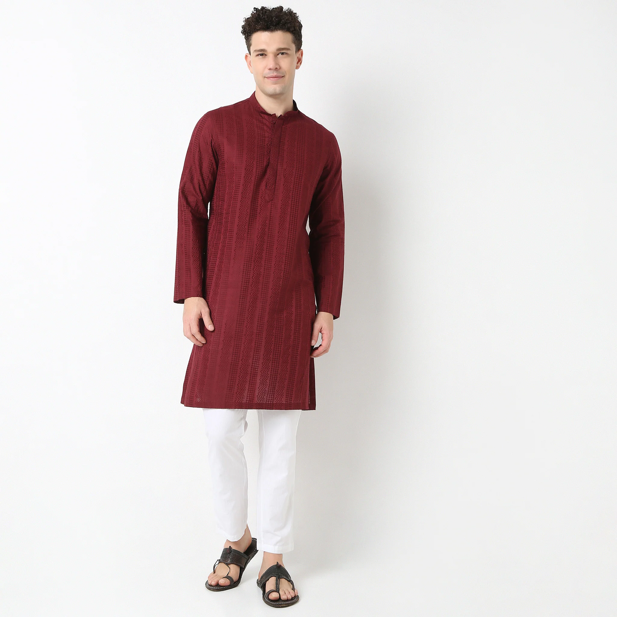 Straight Fit Lapet Long Kurta - Image 2
