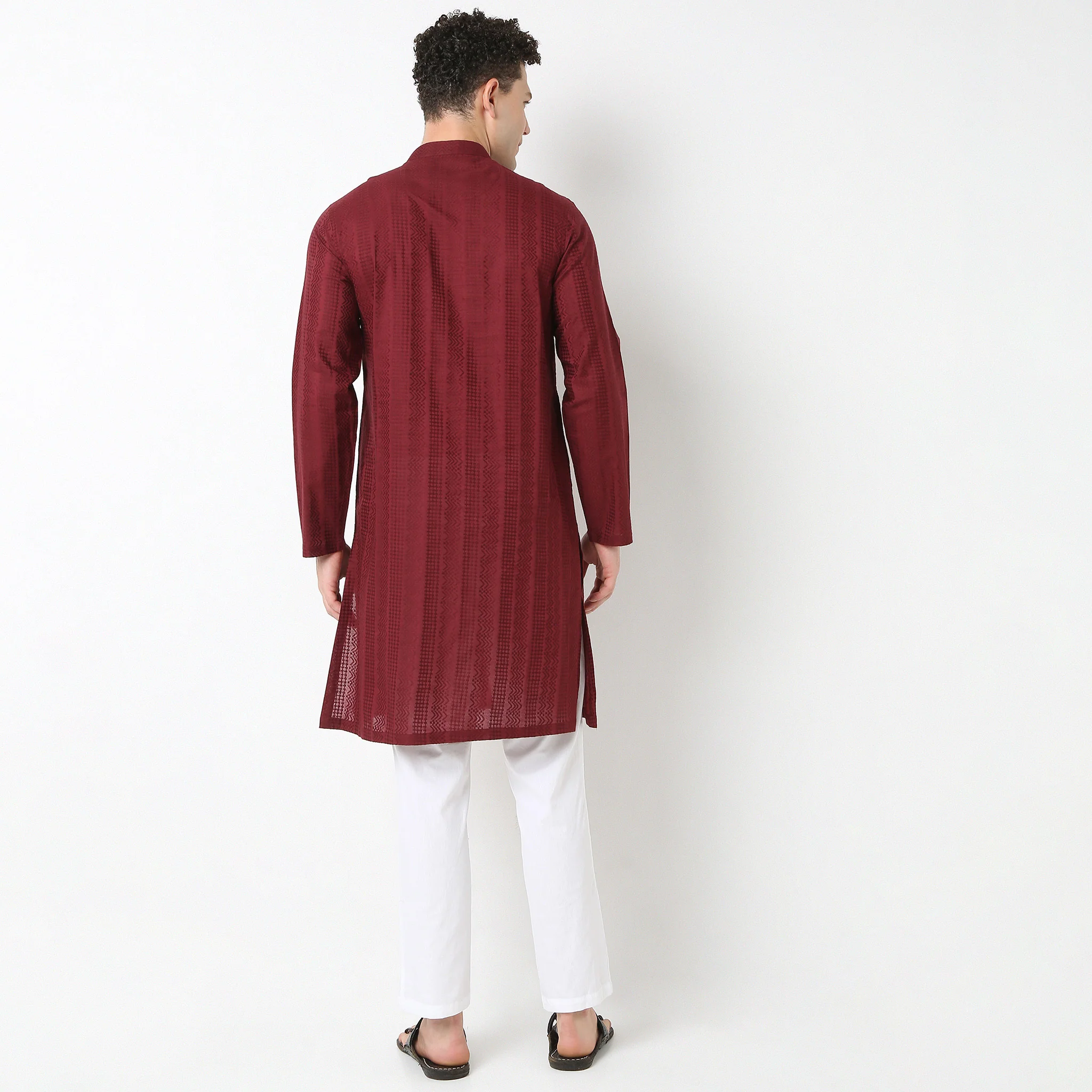 Straight Fit Lapet Long Kurta - Image 3