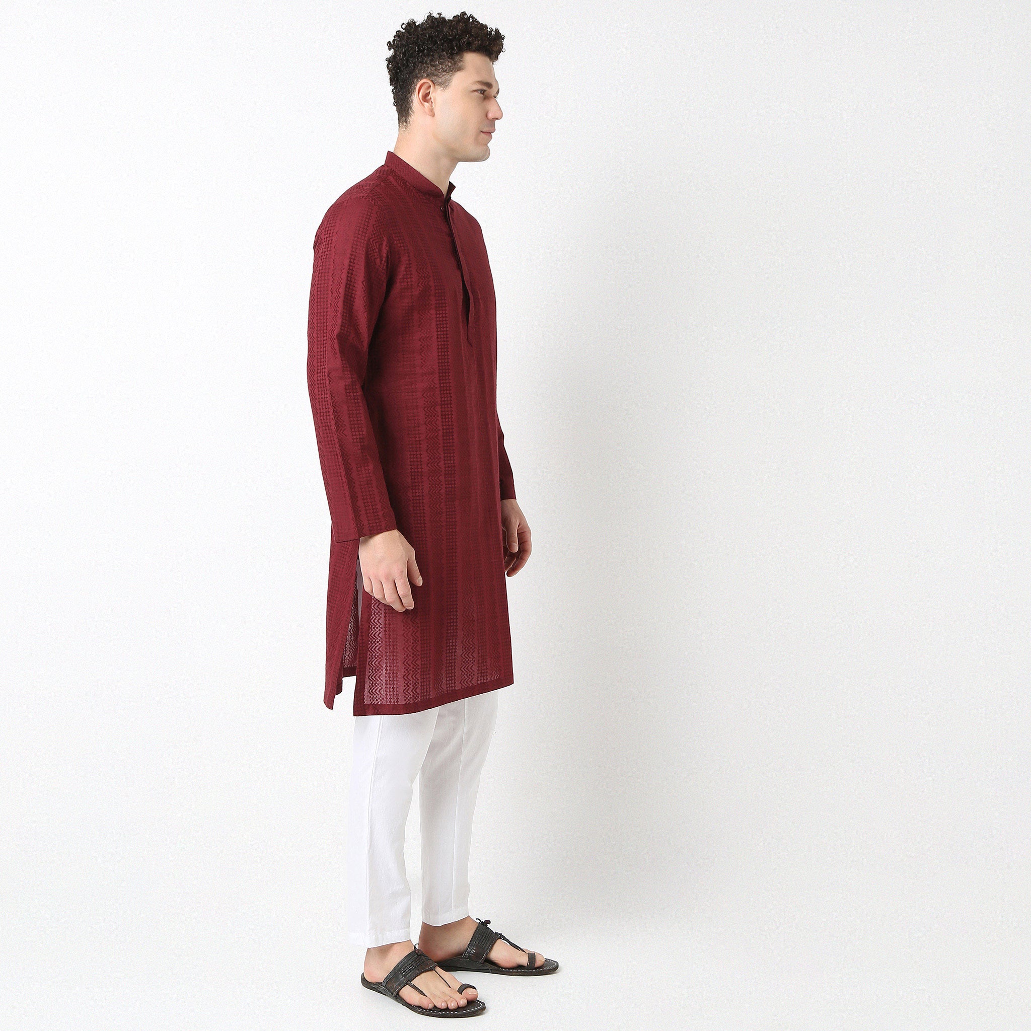Straight Fit Lapet Long Kurta - Image 4