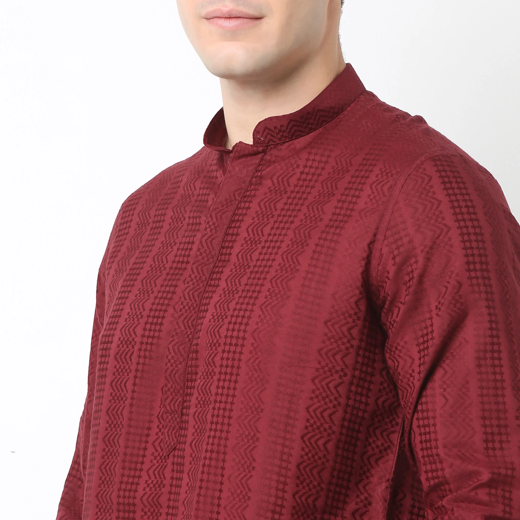 Straight Fit Lapet Long Kurta - Image 5